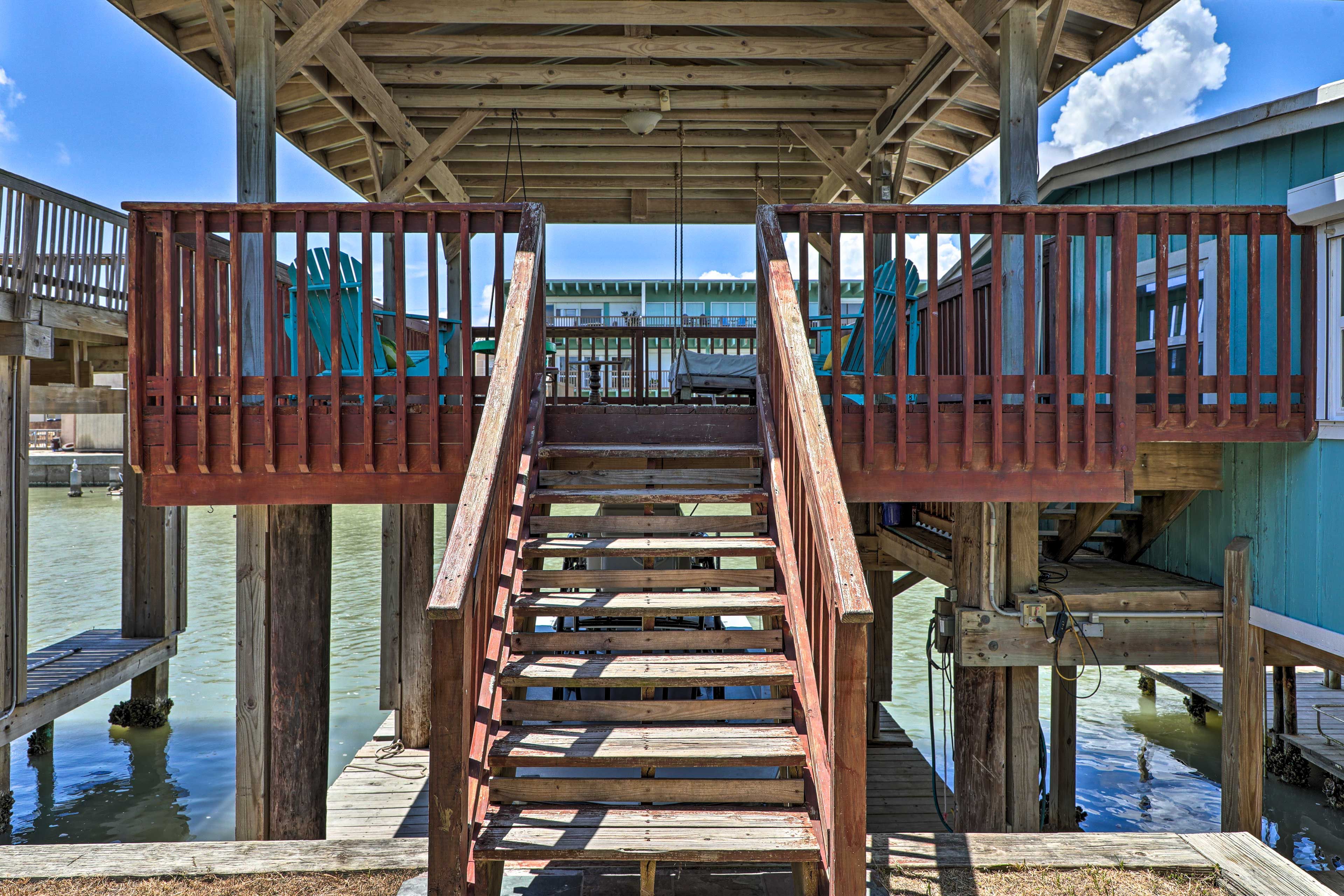 Stairs Leading From Covered Patio to 2nd Deck