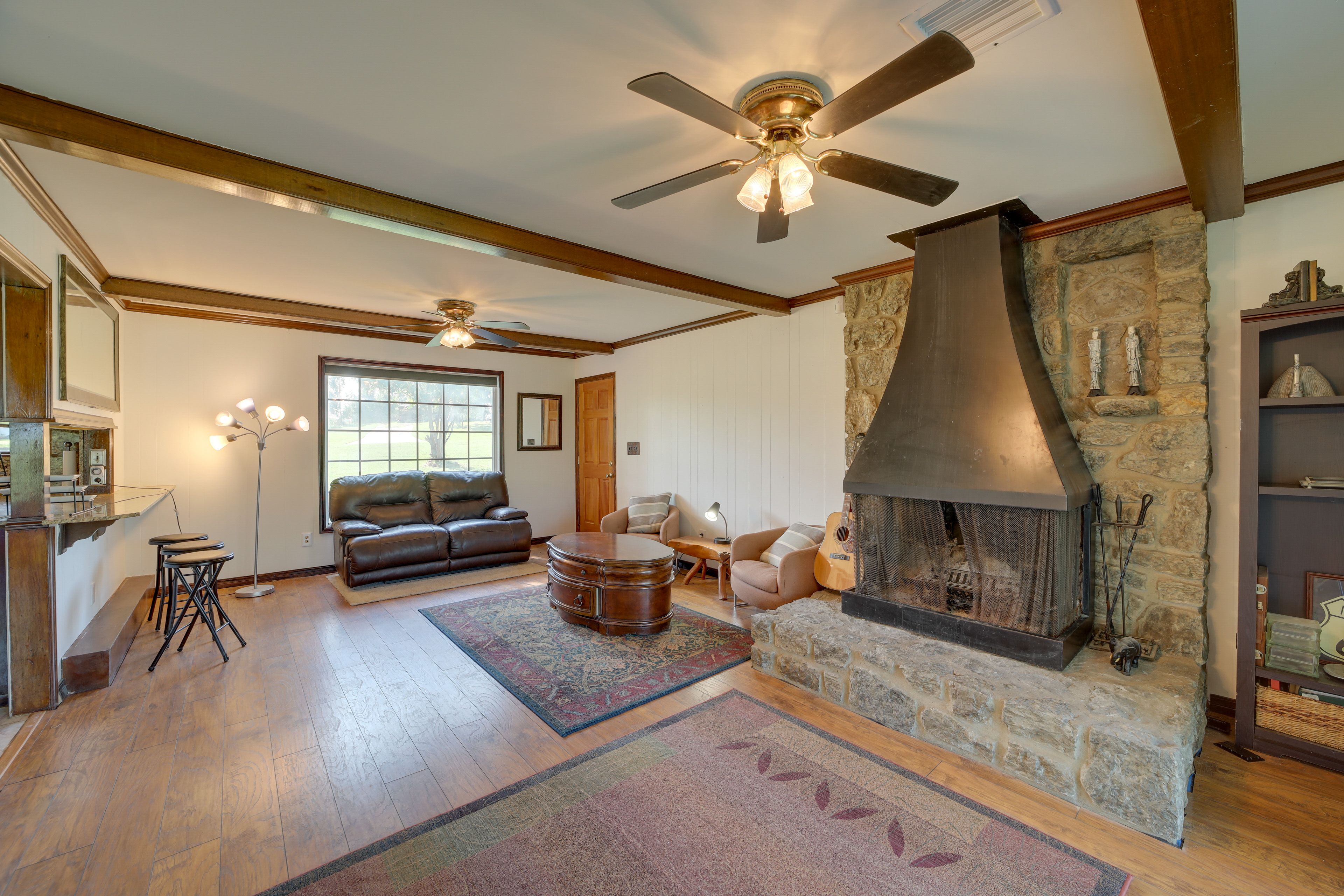 Family Room | Wood-Burning Fireplace | Books