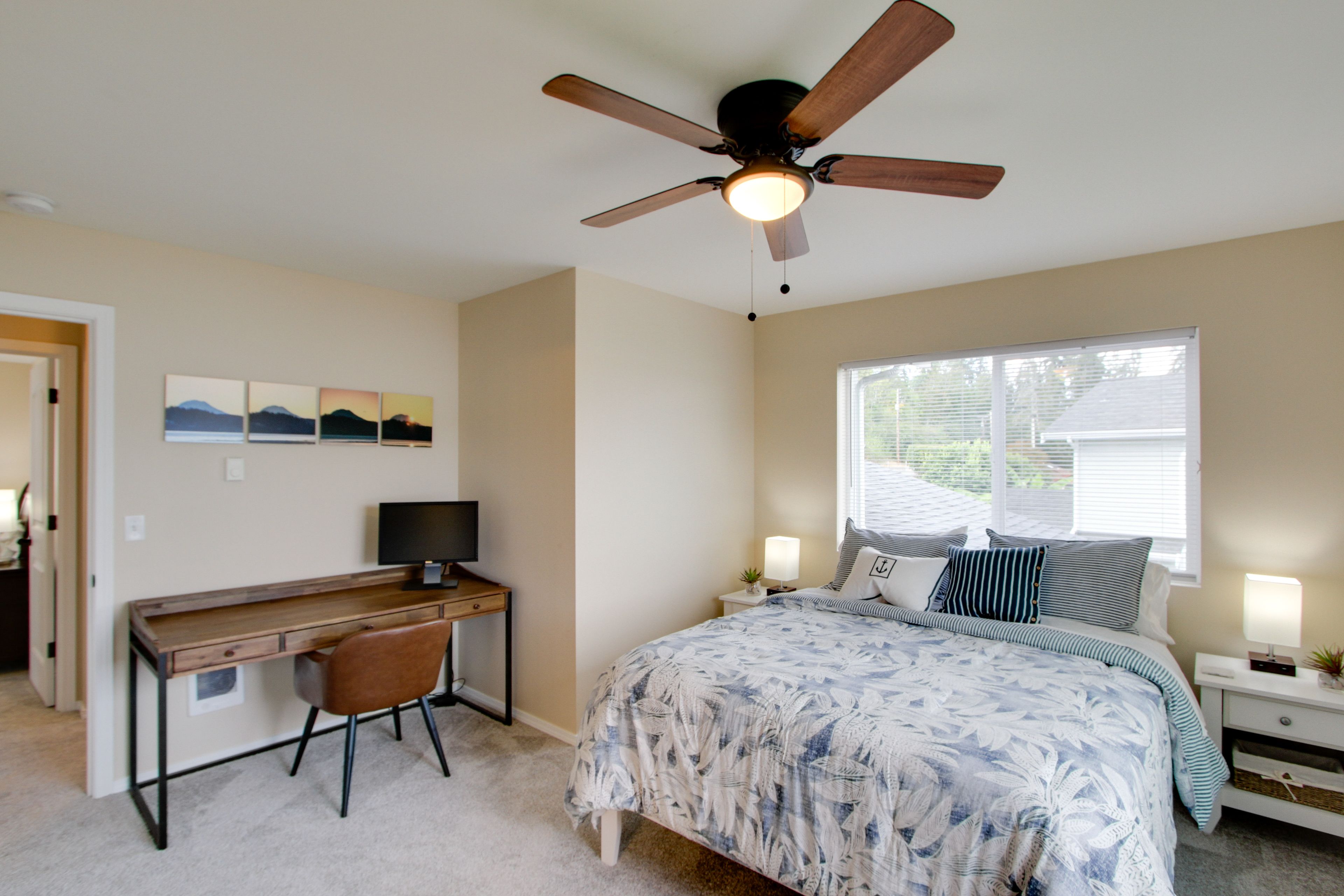 Bedroom 1 | Queen Bed | 2nd Floor | Desk | En-Suite Bathroom