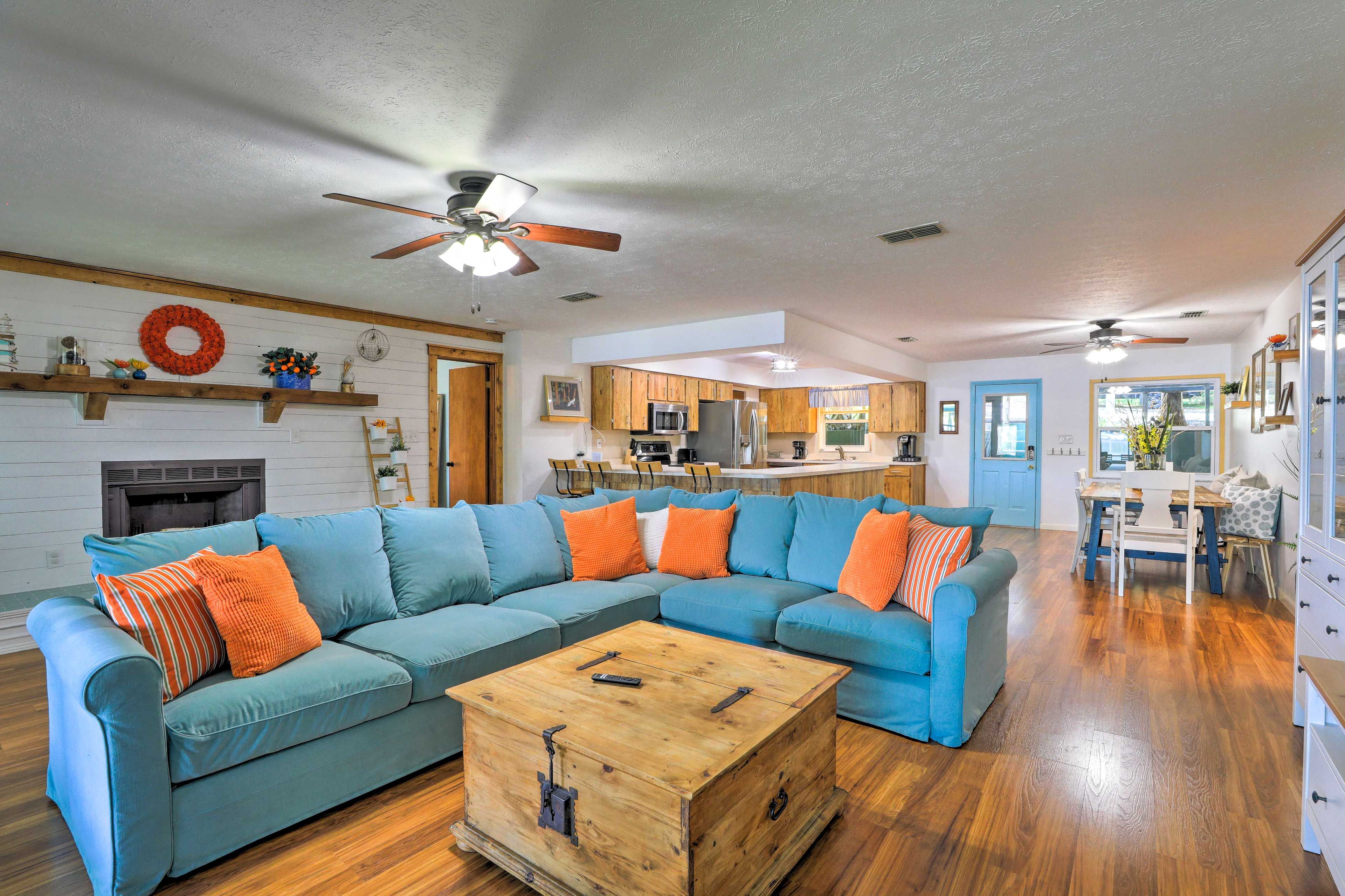 Living Room | Keyless Entry | Private Dock & Beach
