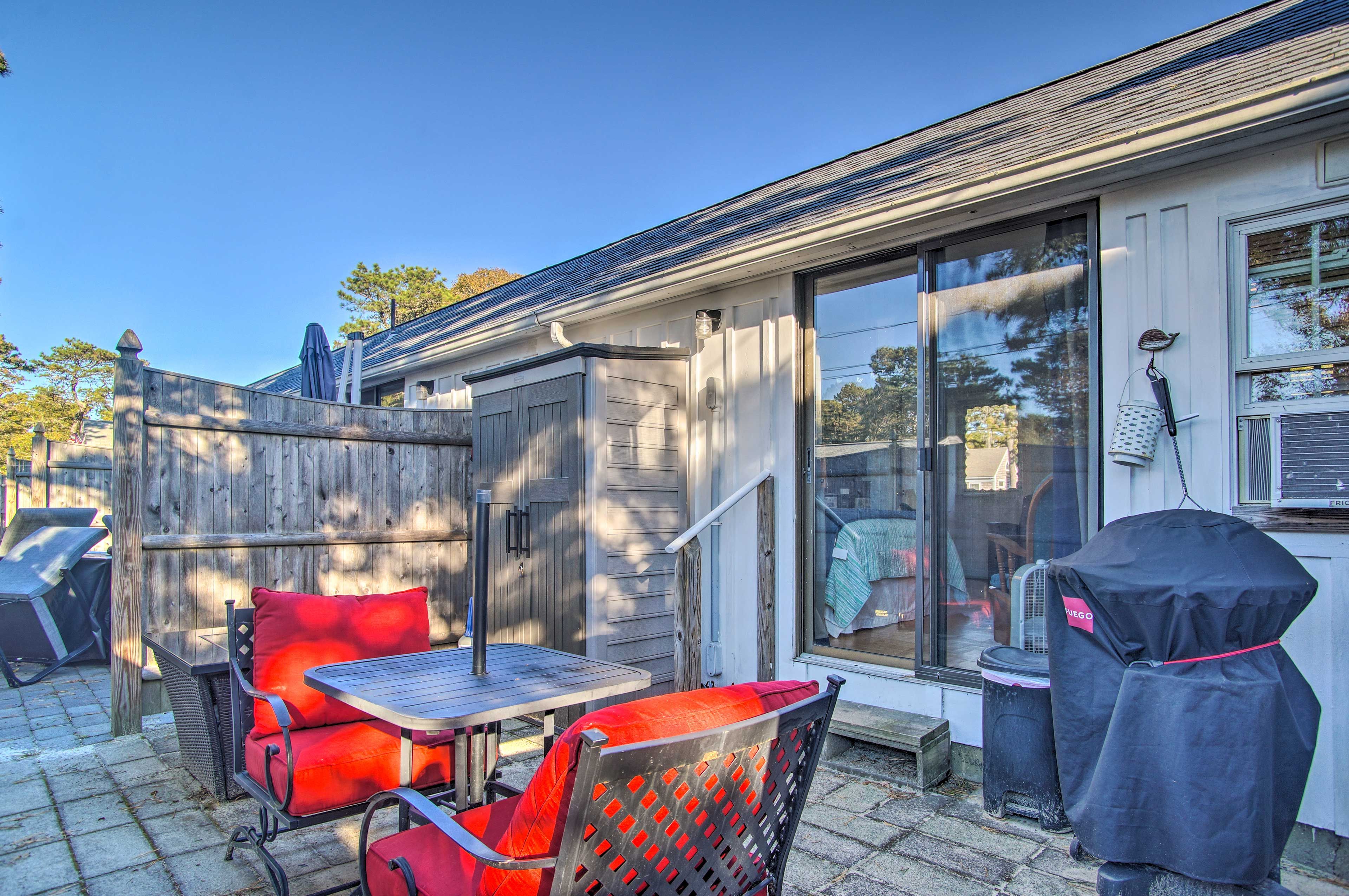 Studio Exterior | Furnished Patio w/ Gas Grill