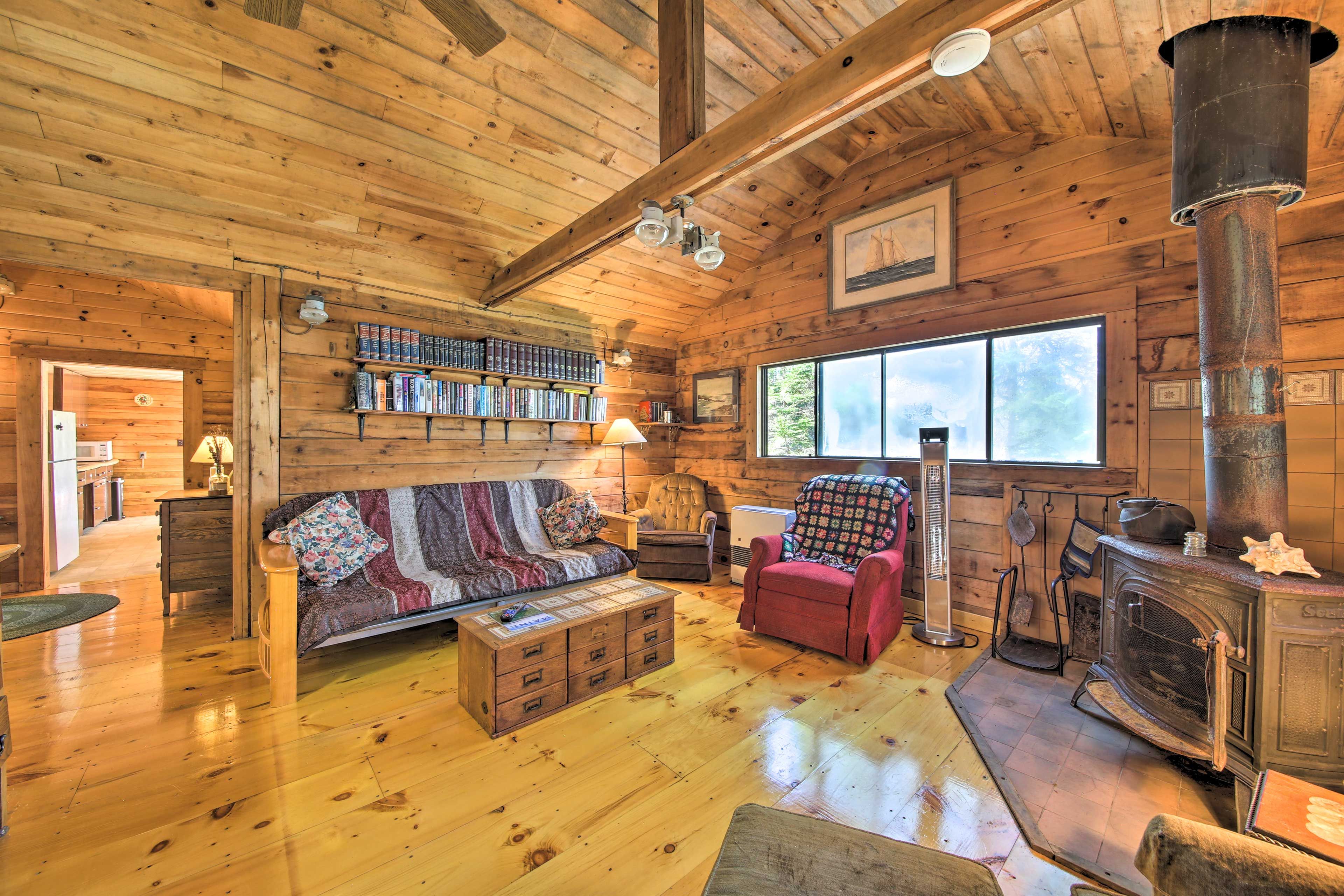 Living Area | Wood-Burning Stove | Futon