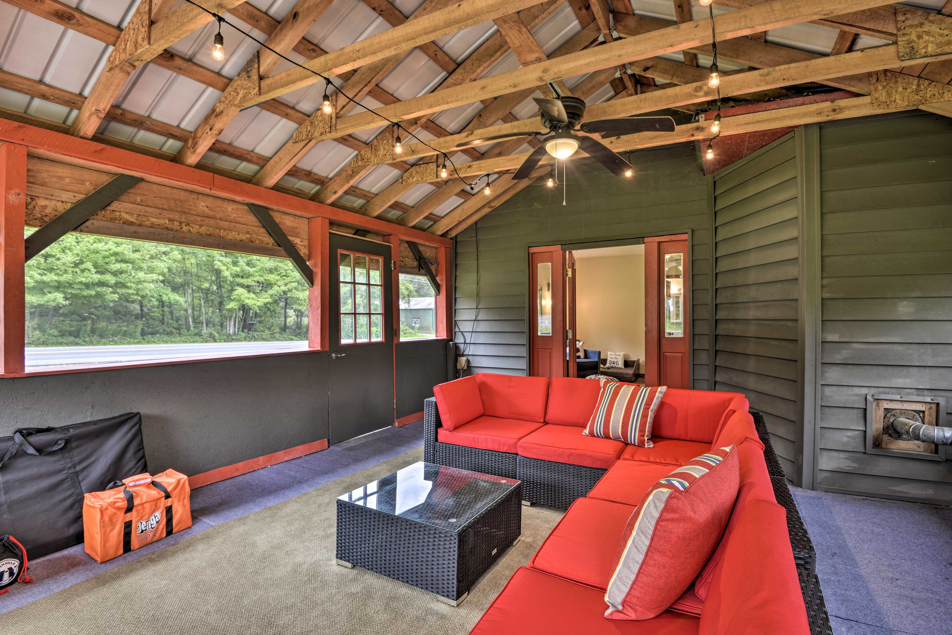Enclosed Porch | Giant Jenga | Cornhole