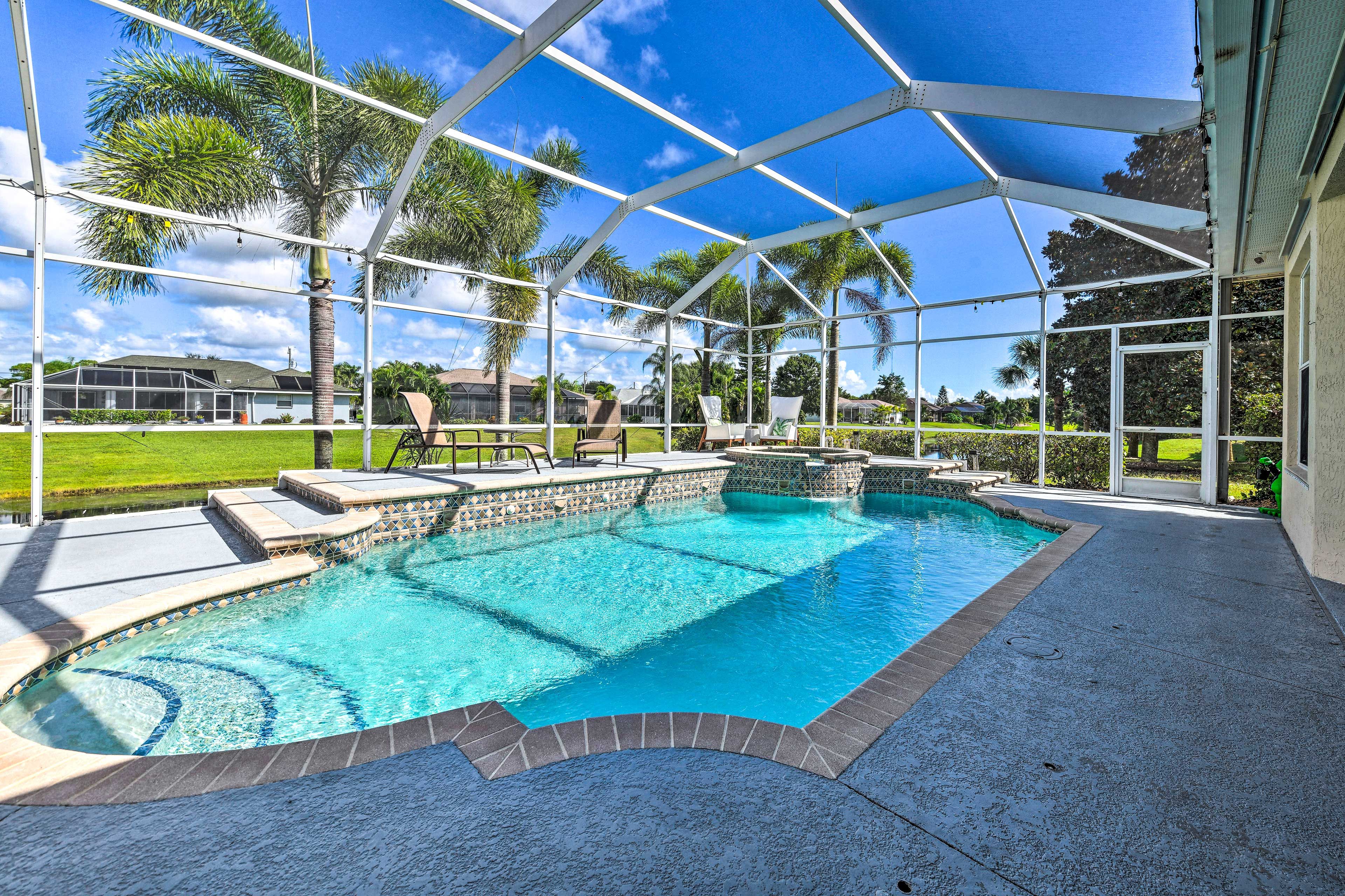 Property Exterior | Lanai w/ Pool & Spa | Pool Can Be Heated w/ Addt'l Fee