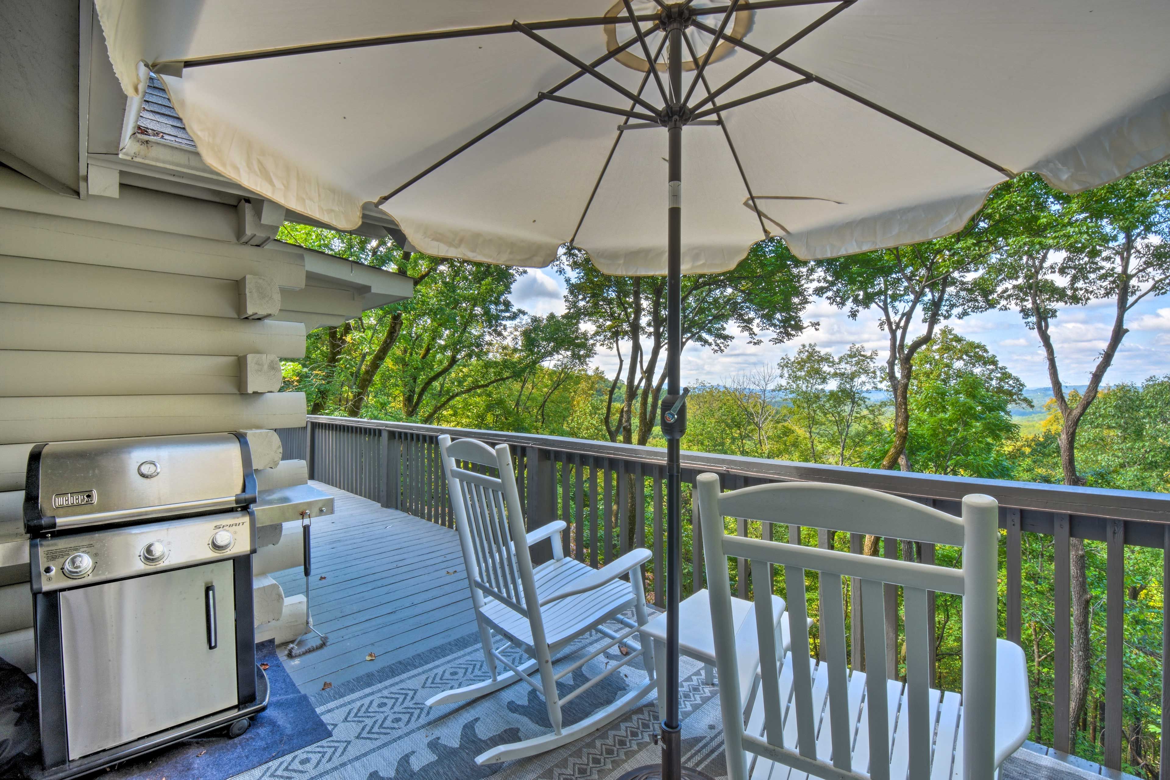 Deck | Mountain & Lake Views | Gas Grill