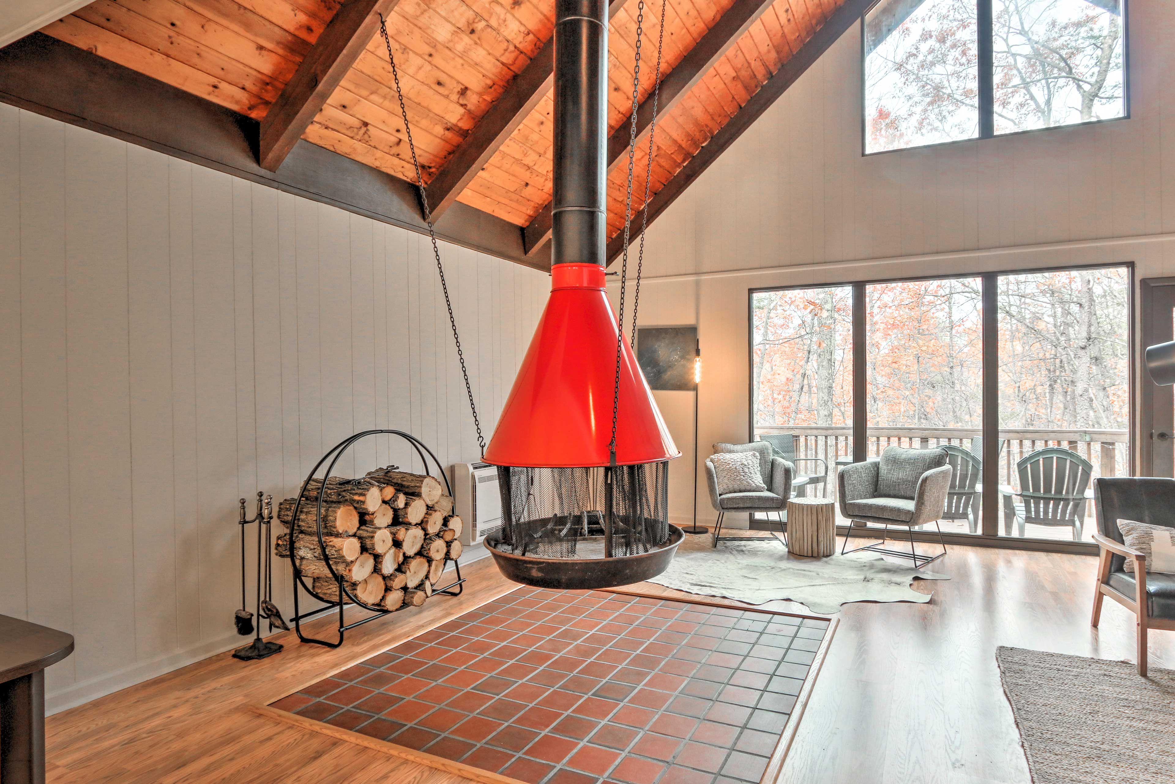Living Room | Vintage Wood-Burning Fireplace (Wood Provided)