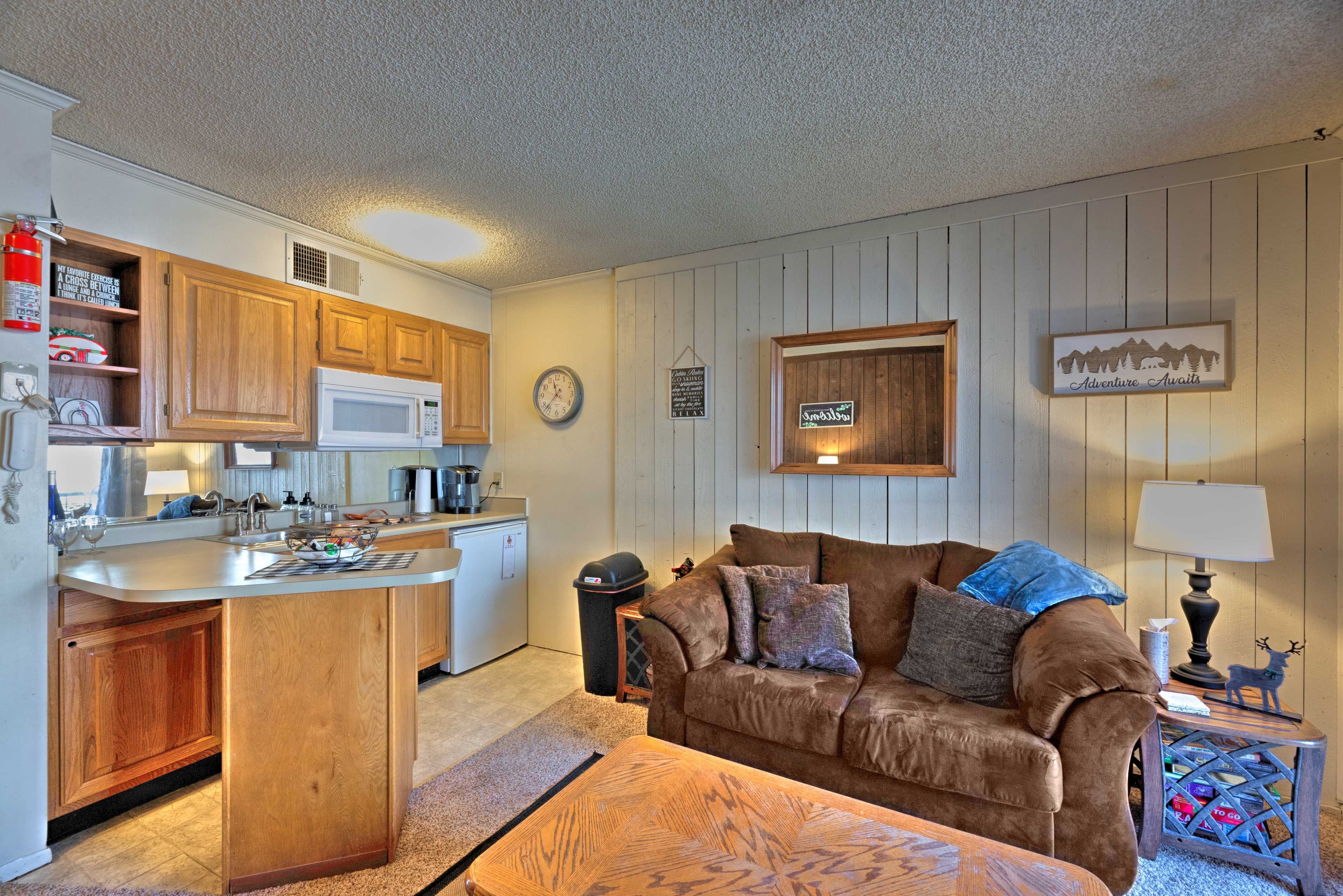 Living Room | Central A/C | 2nd-Floor Unit | Single-Story Condo
