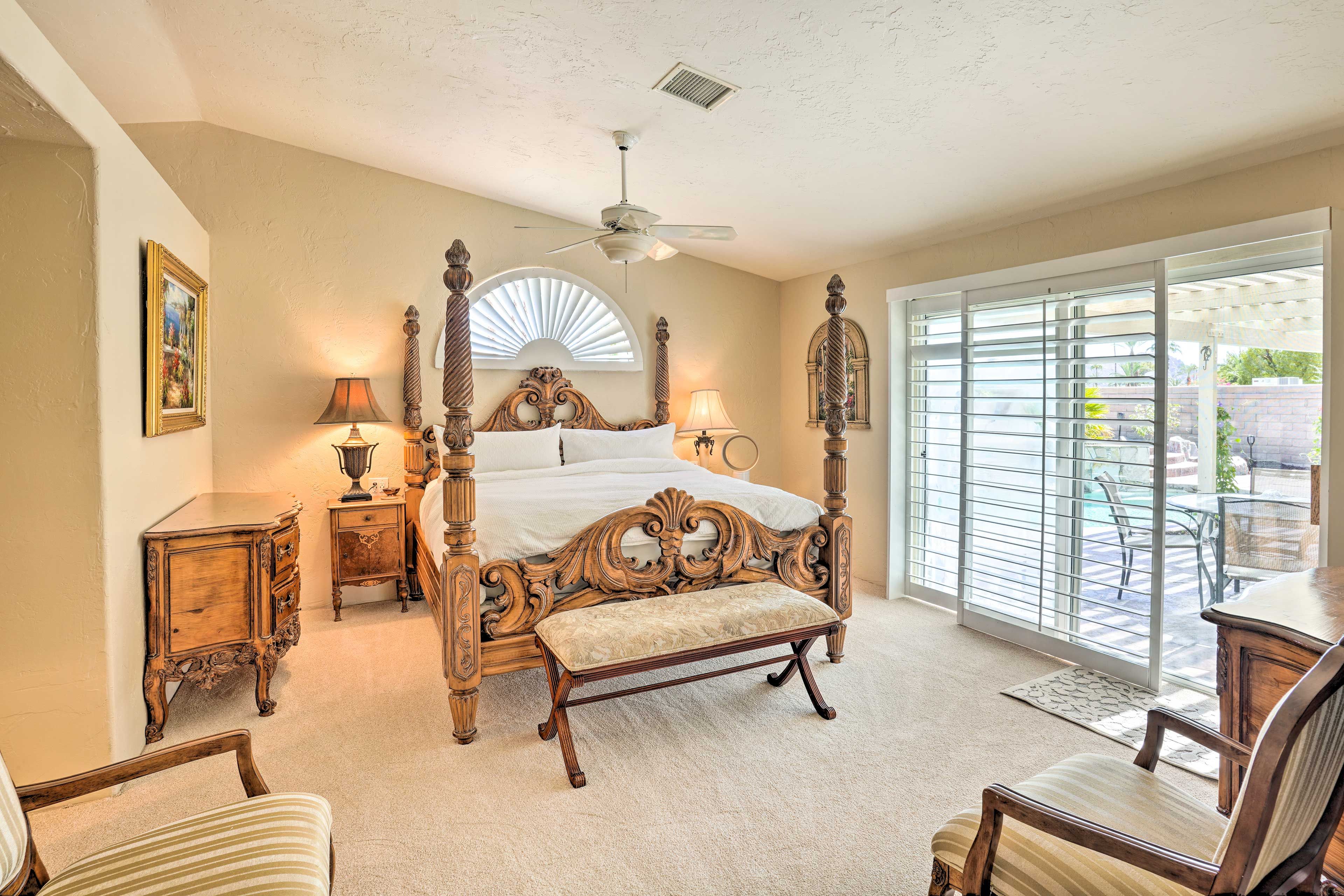 Bedroom 1 | California King Bed | Access to Private Patio