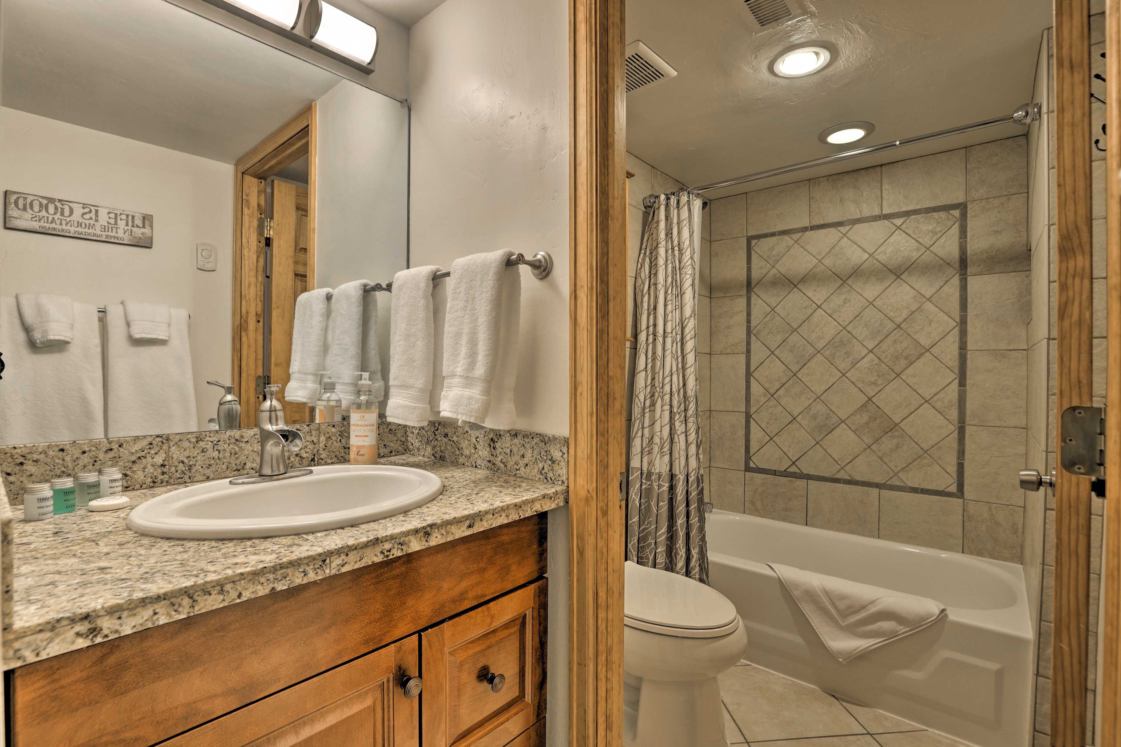 Full Bathroom | Complimentary Toiletries | Towels Provided | 1st Floor