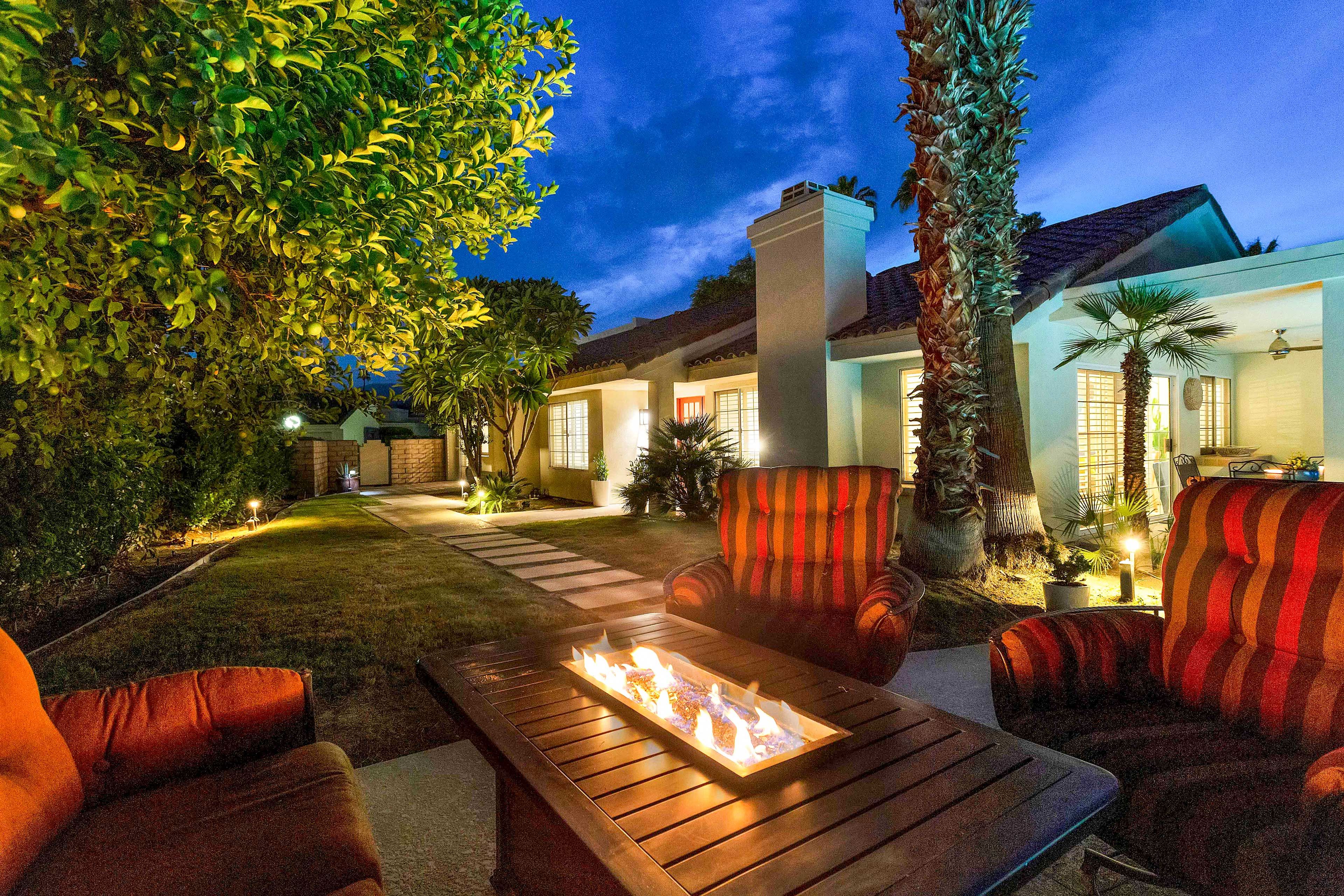 Private Backyard | Walkway to Entrance | Gas Fire Pit | Landscape Lighting