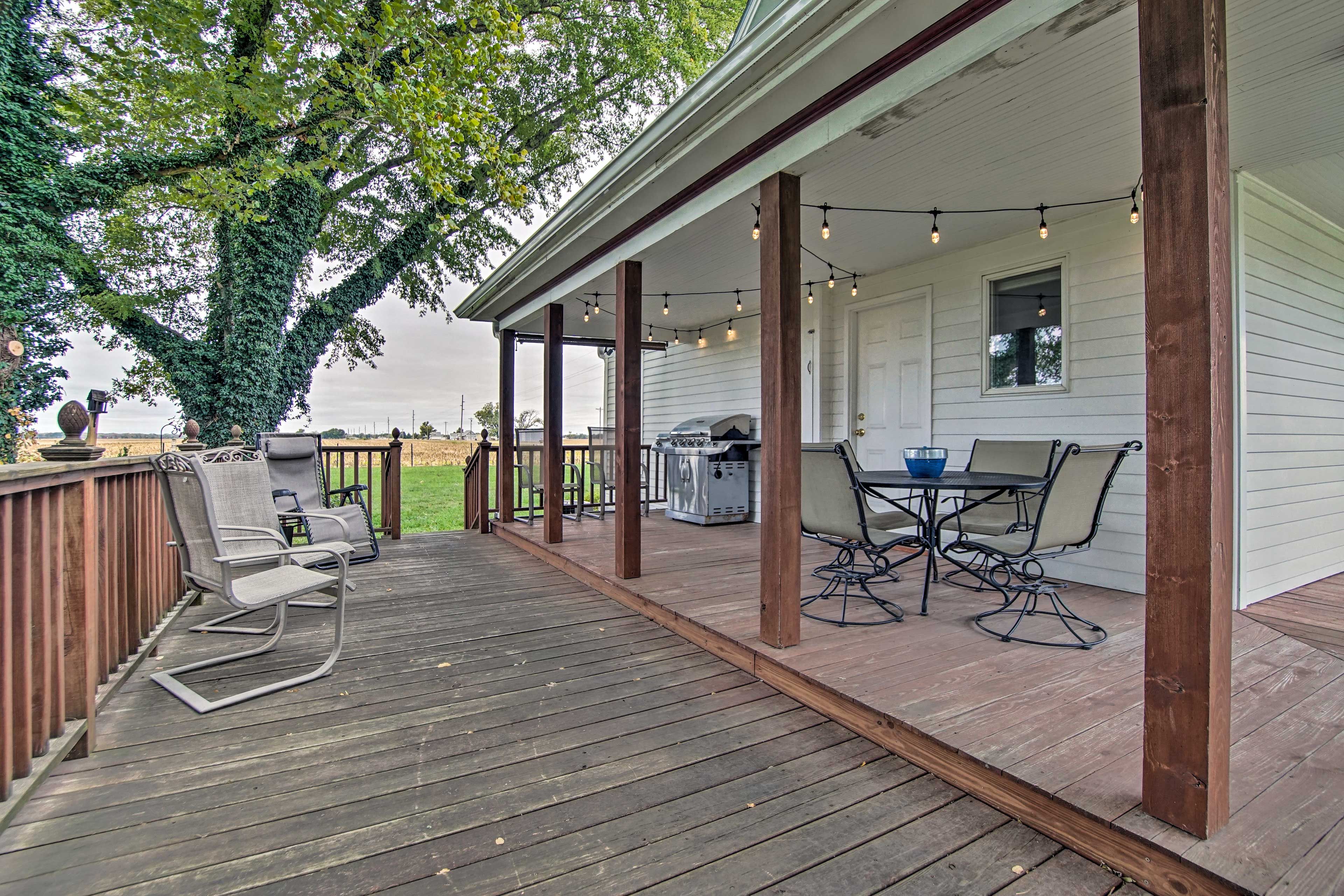 Property Exterior | Wraparound Porch w/ Gas Grill