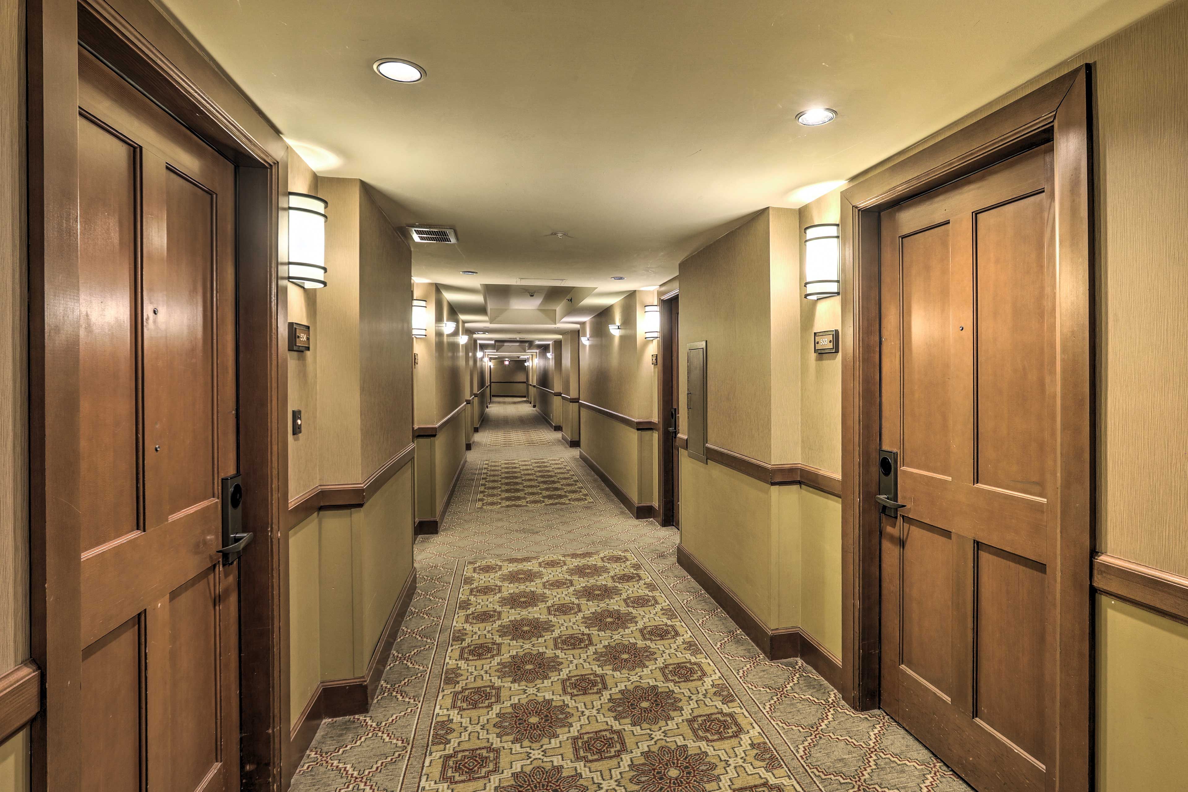 Hallway | 5th-Floor Condo | Elevator Access