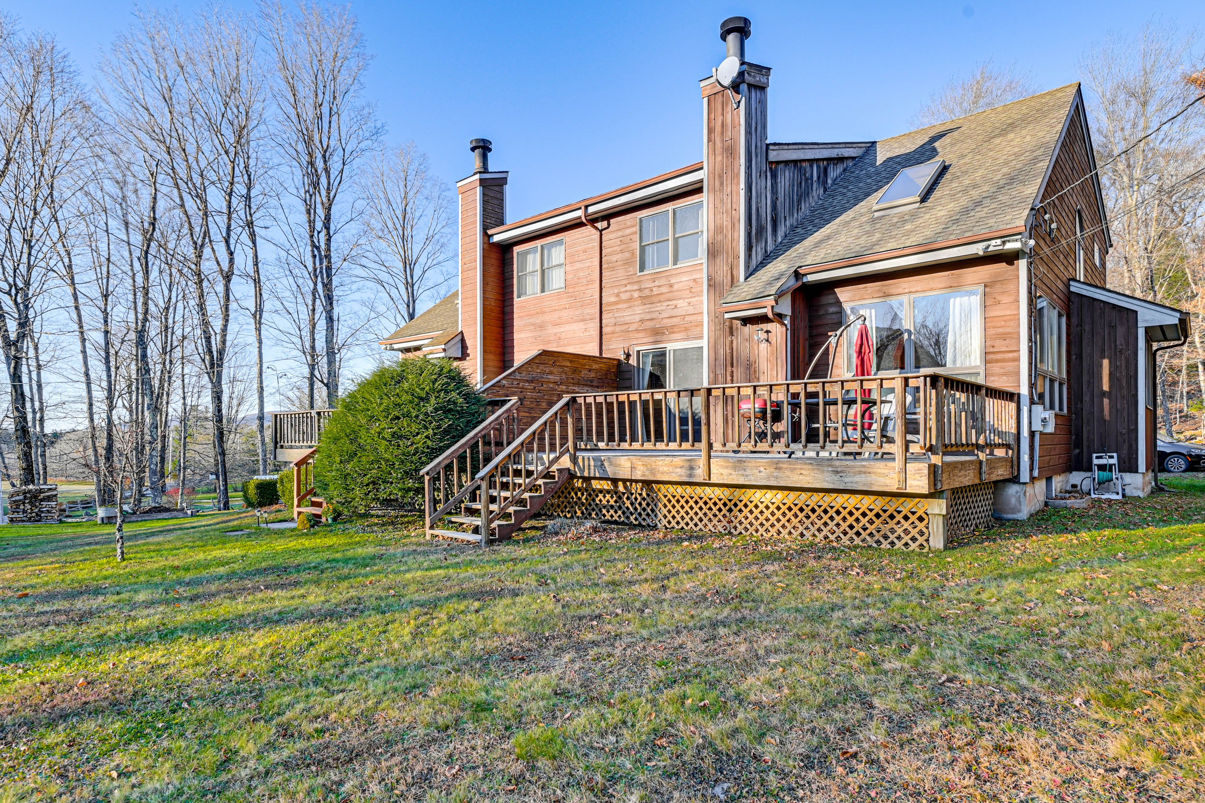 Exterior | 2-Story Townhome | Private Deck | Shared Yard