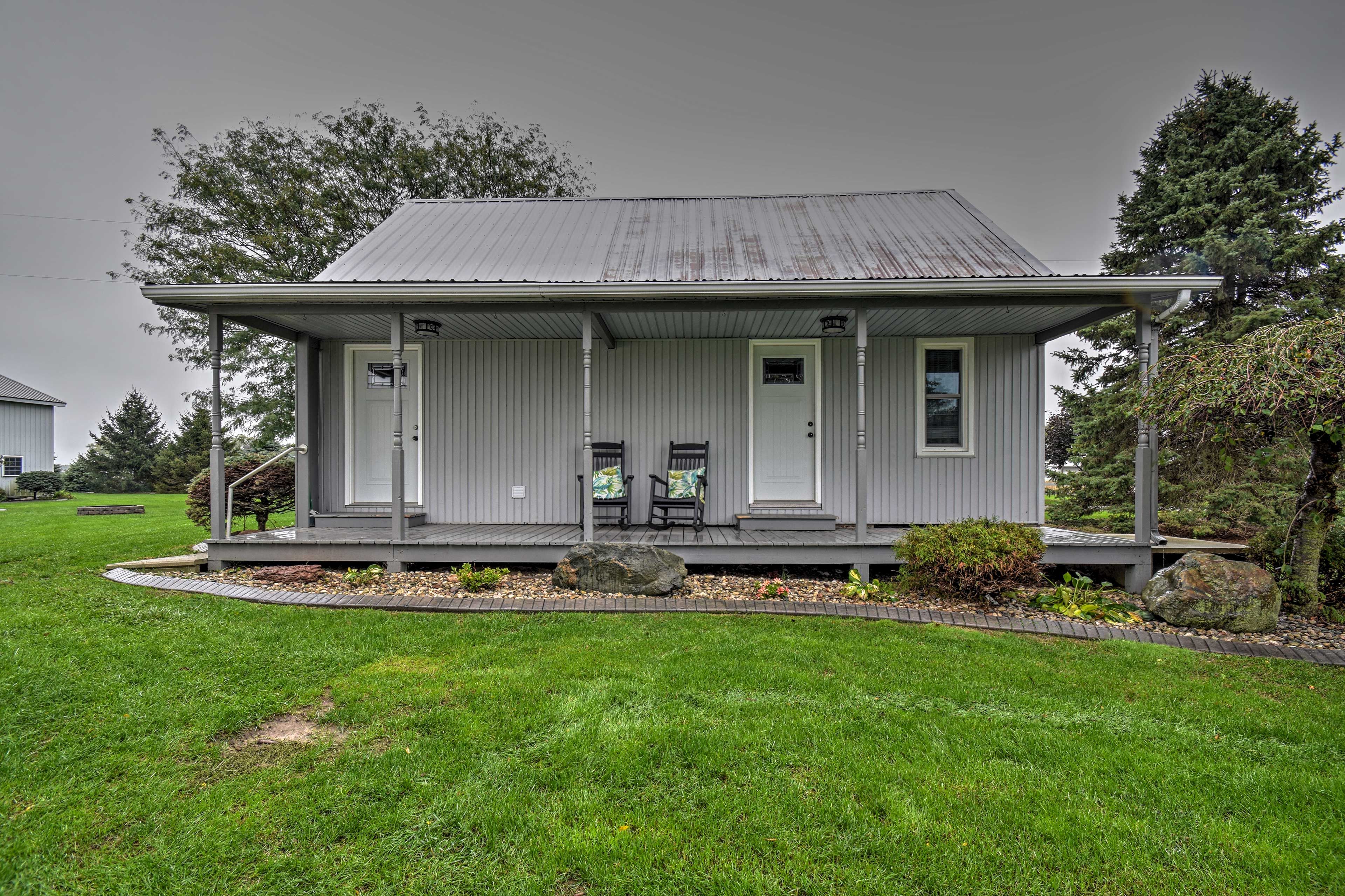 Exterior | Private Front Porch | Shared Fire Pit & Trampoline