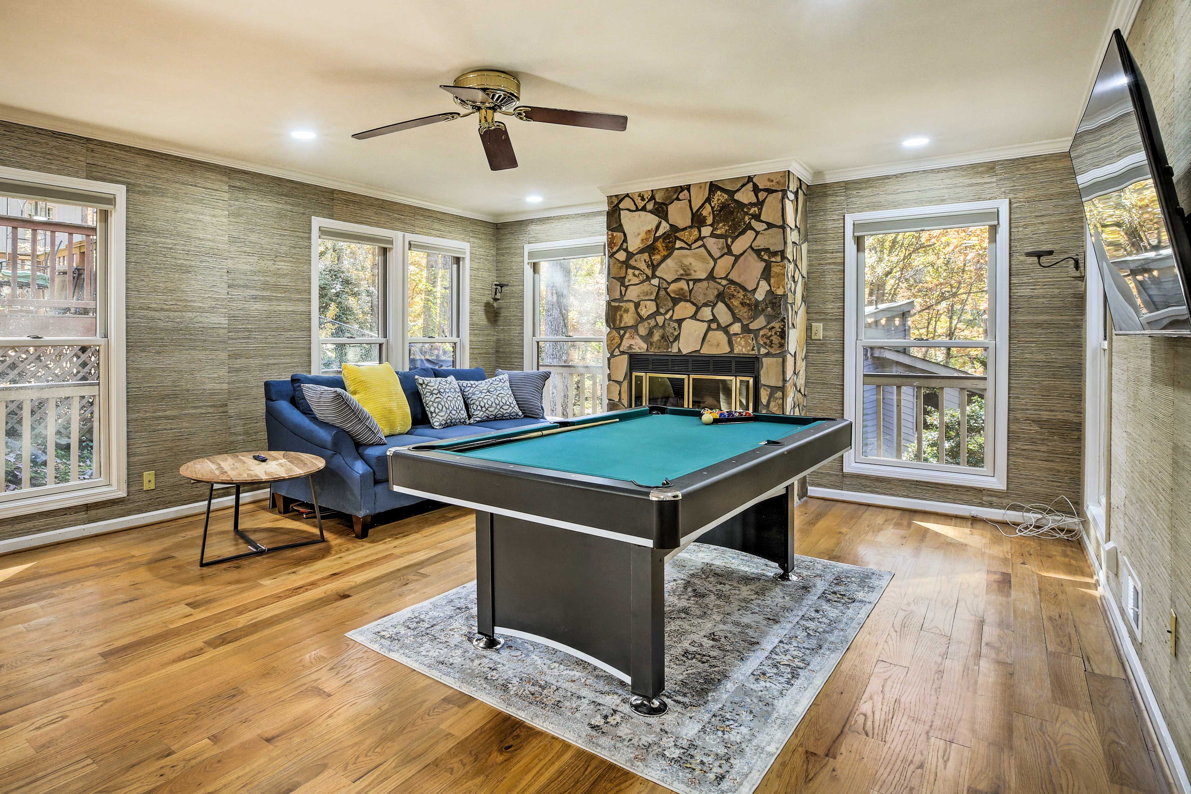 Game Room | Wood-Burning Fireplace