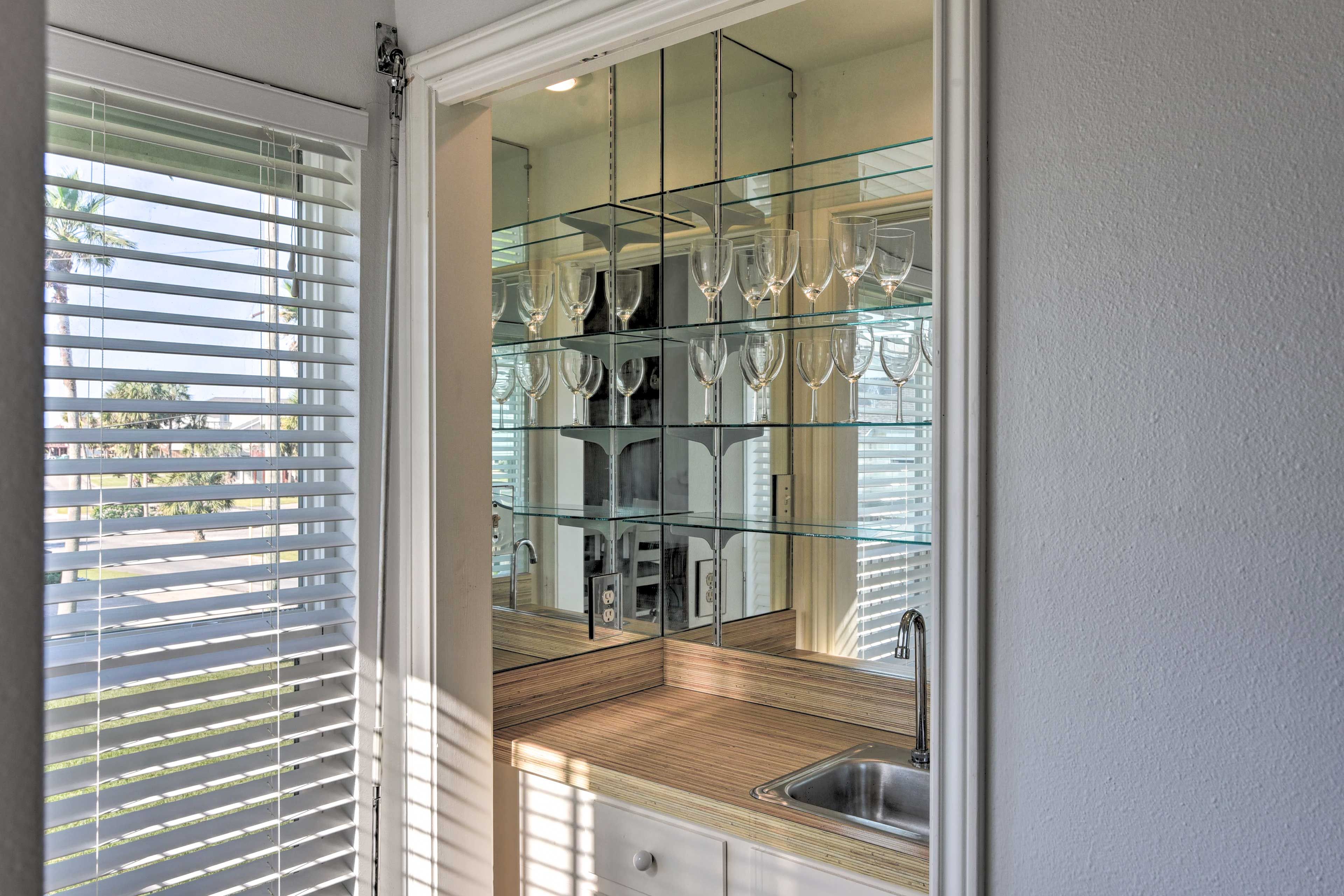 Wet Bar w/ Wine Glasses
