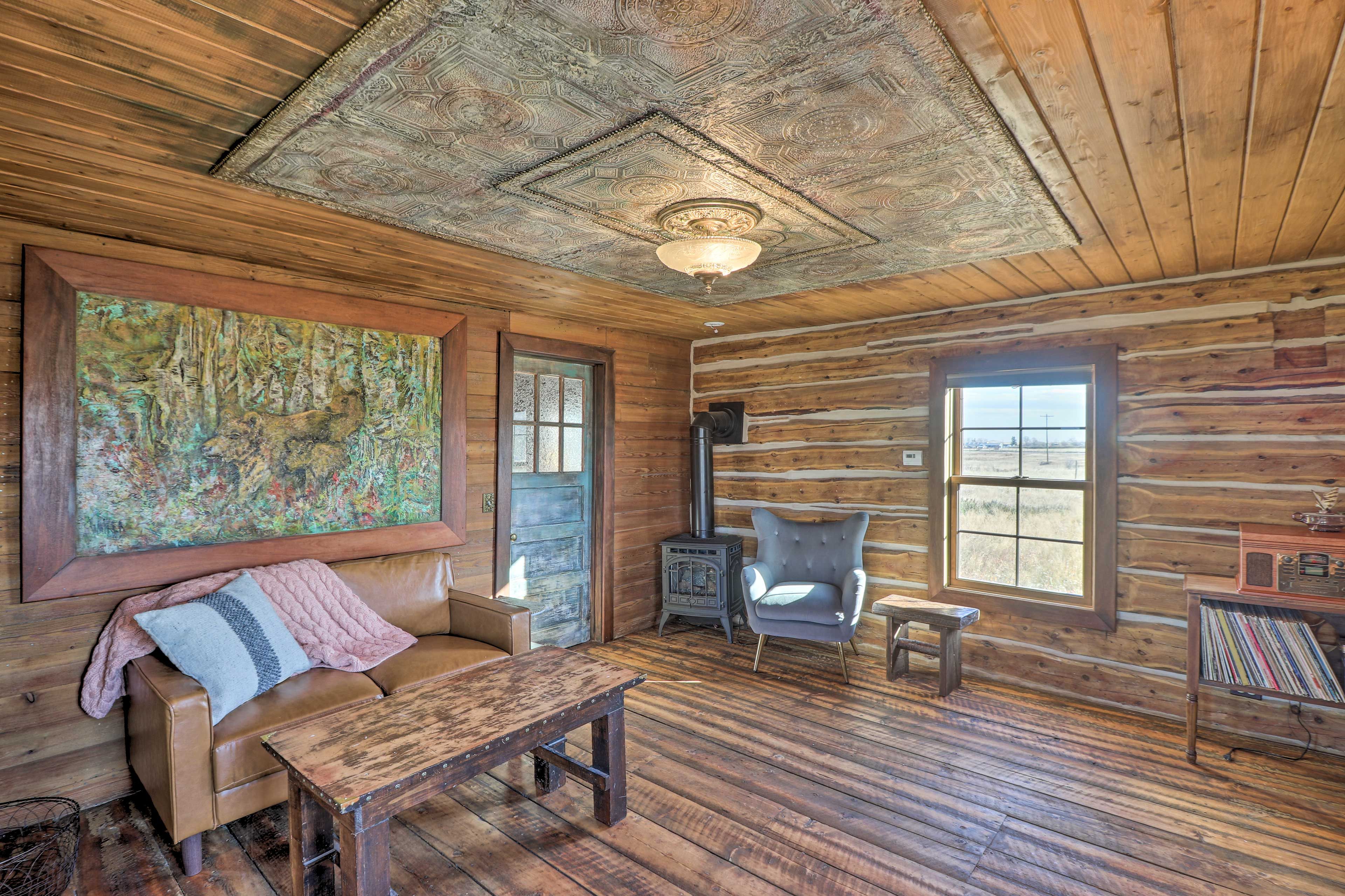 Living Room | Gas-Burning Stove | Books