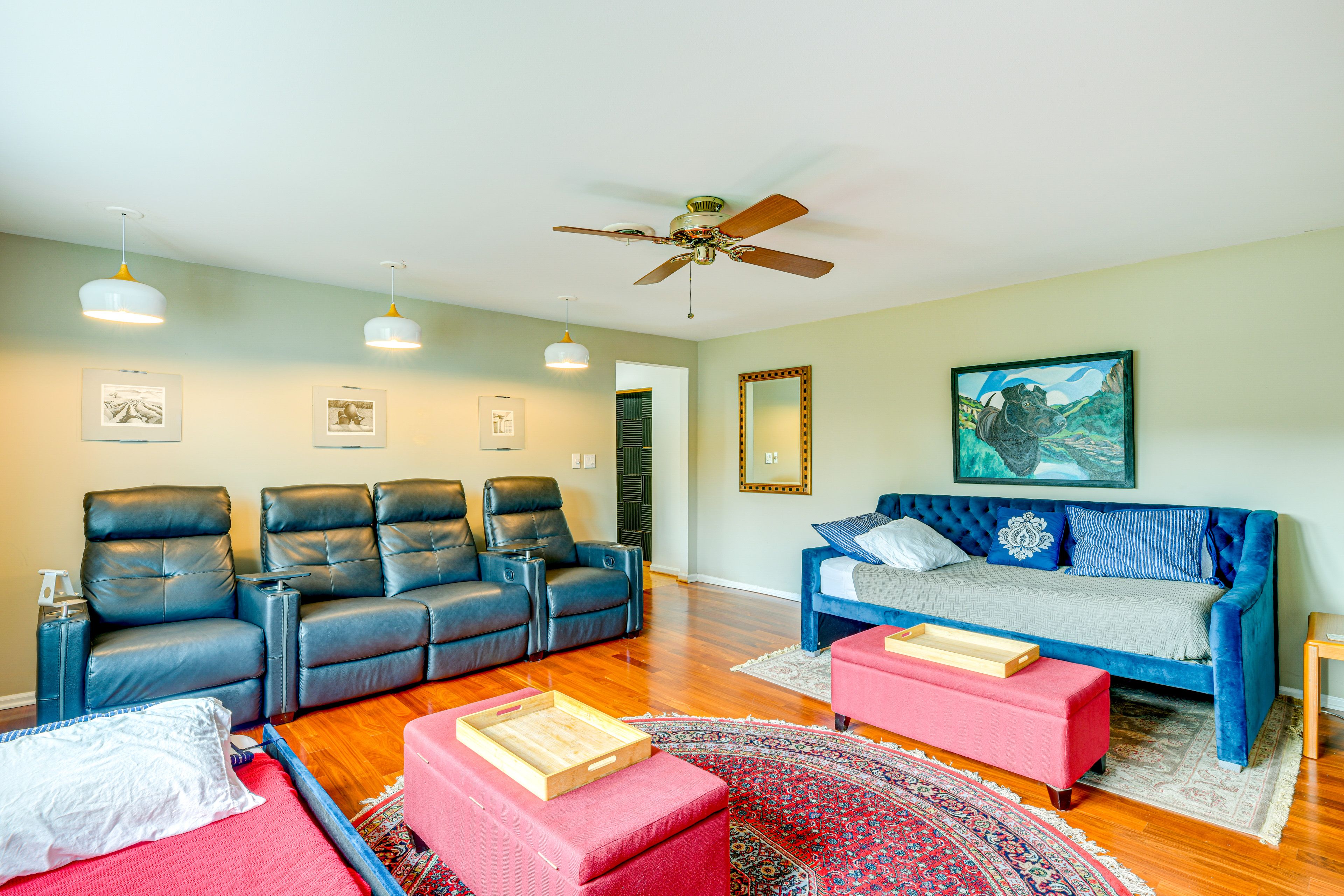 Living Area | 70" Smart TV | Home Theater System | Books | Board Games