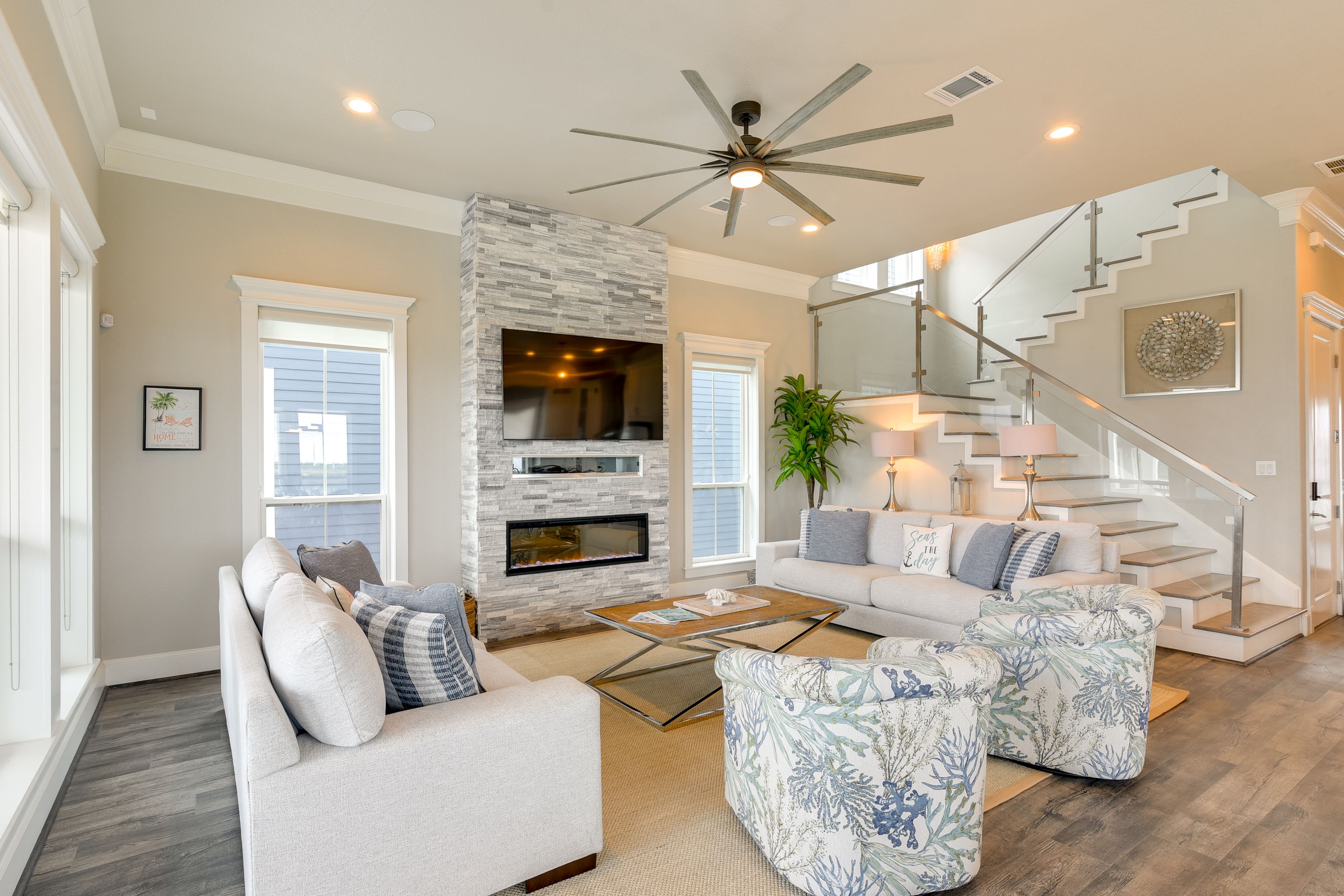 Galveston Vacation Rental | 4BR | 4.5BA | 2 Flights of Stairs to Enter