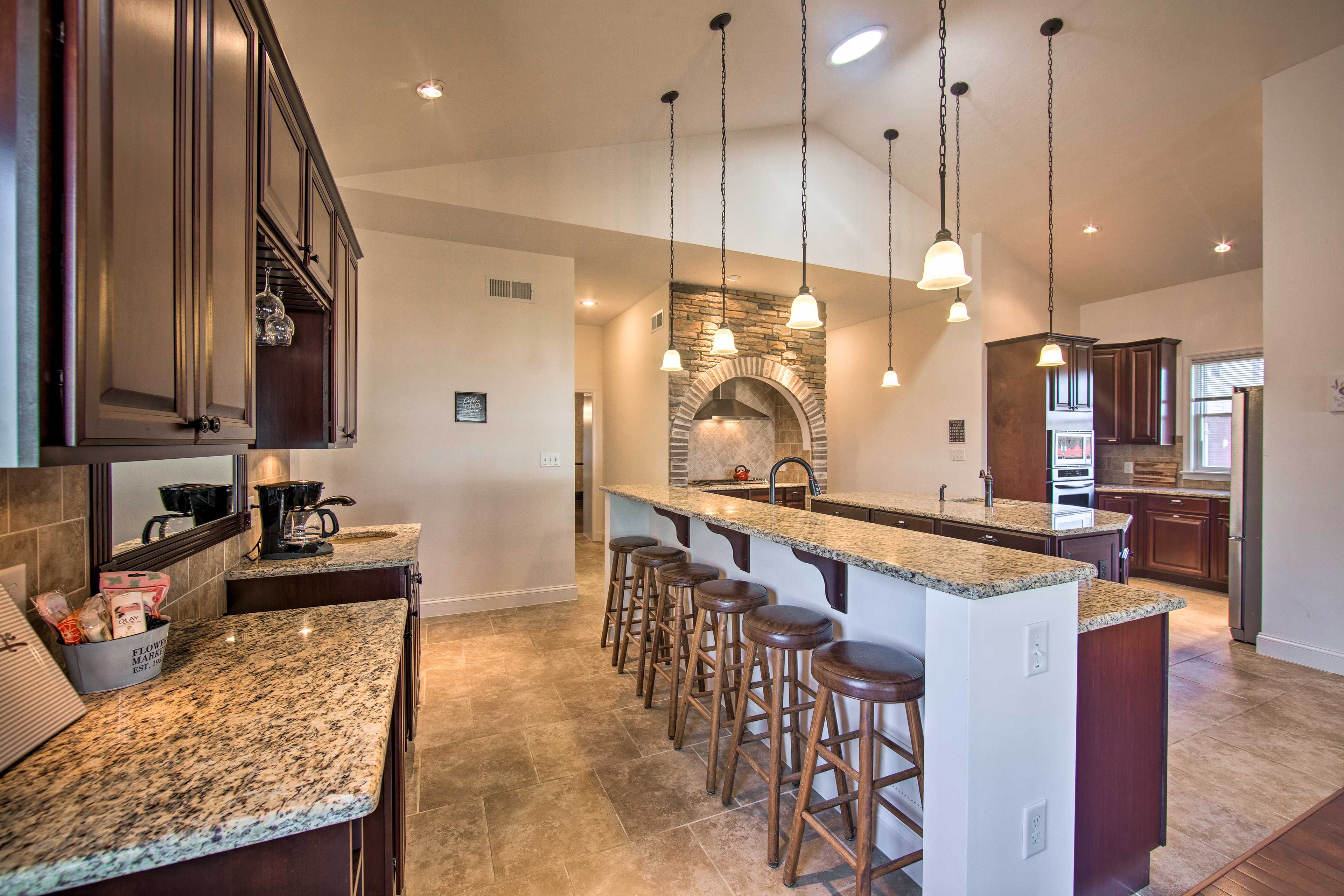 Kitchen | Open Concept Layout | Breakfast Bar w/ Seating | Fully Equipped