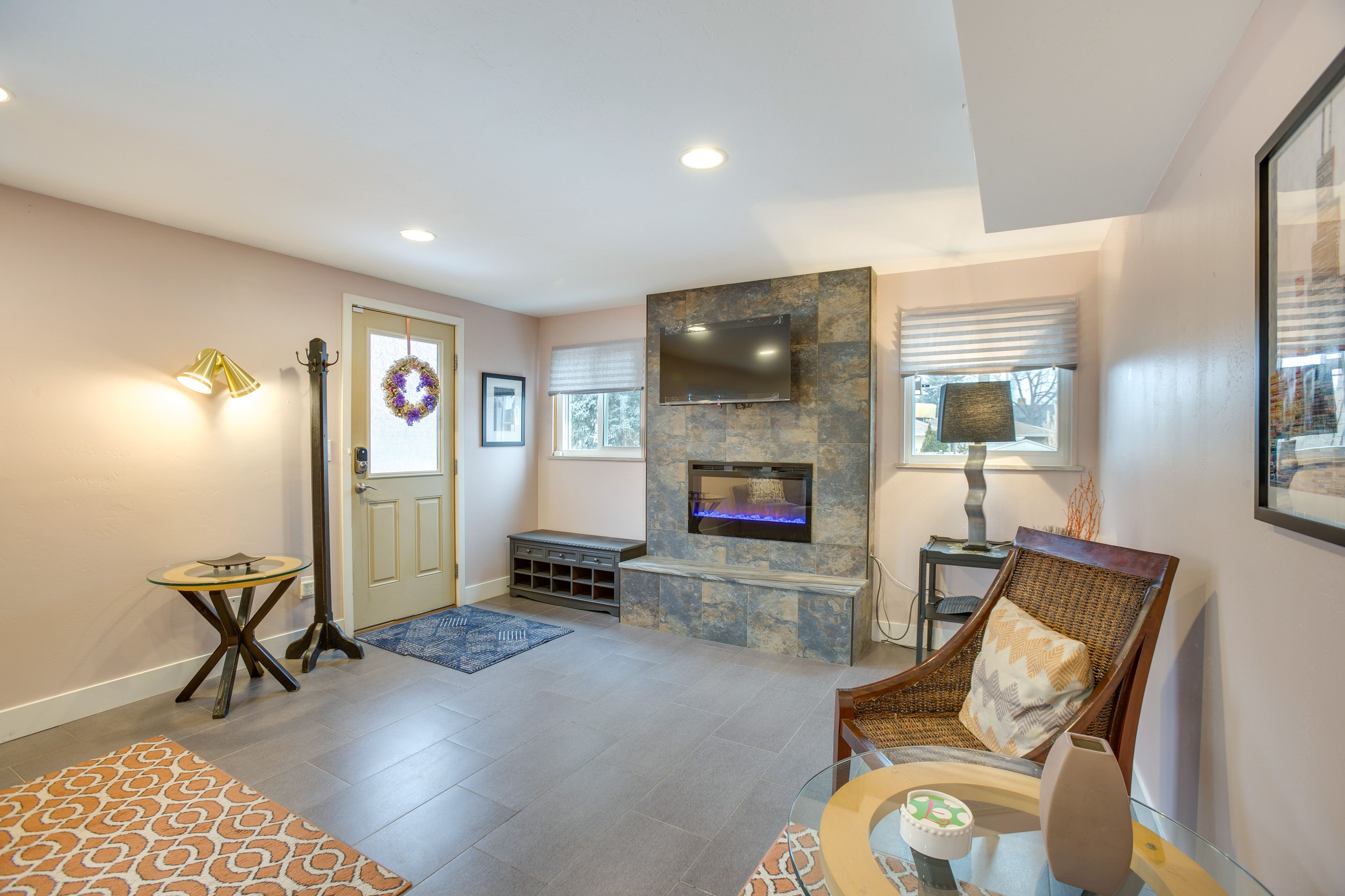 Living Area | Electric Fireplace | Smart TV