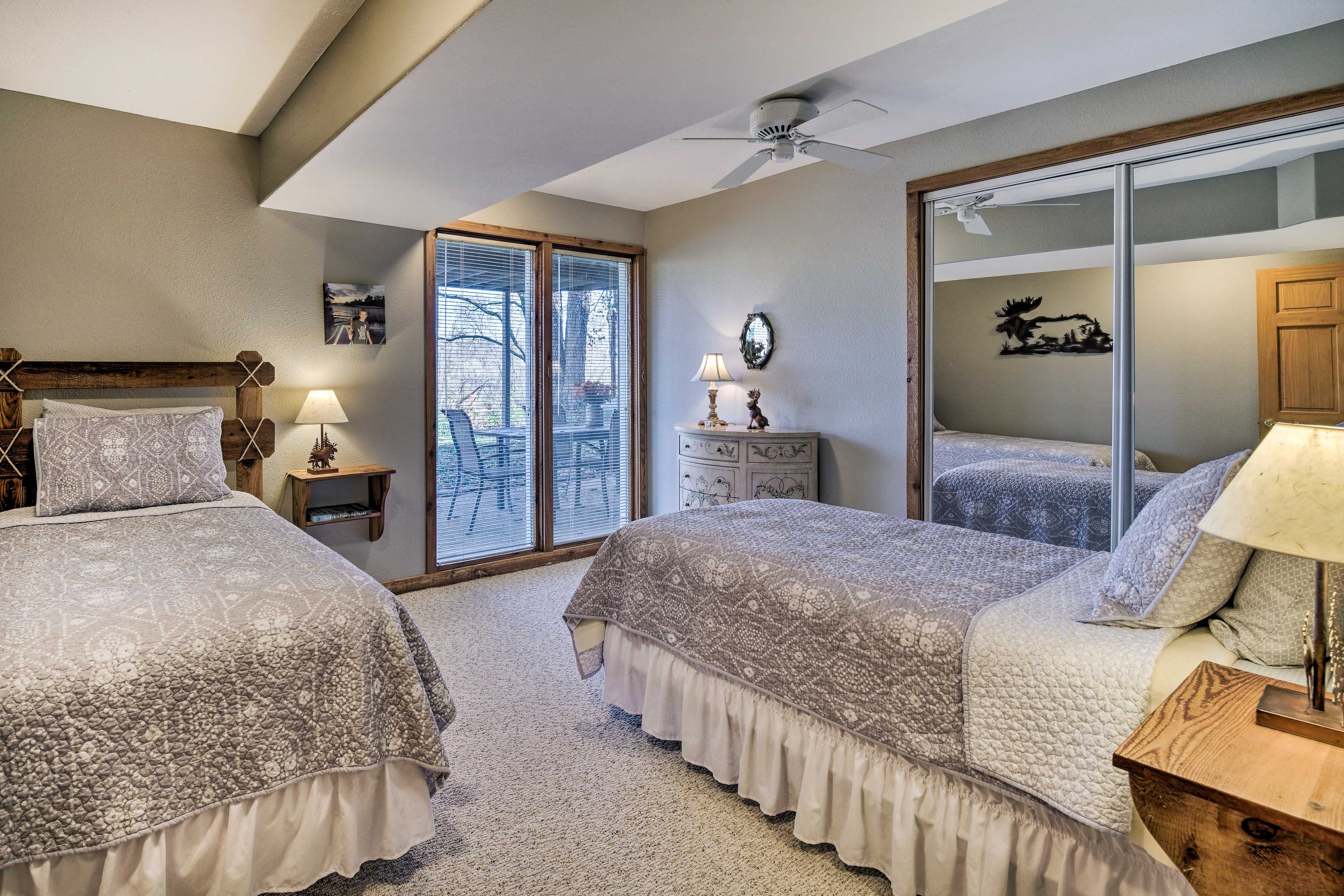 Bedroom 5 | 2 Twin Beds | Lower Level | Access to Back Porch
