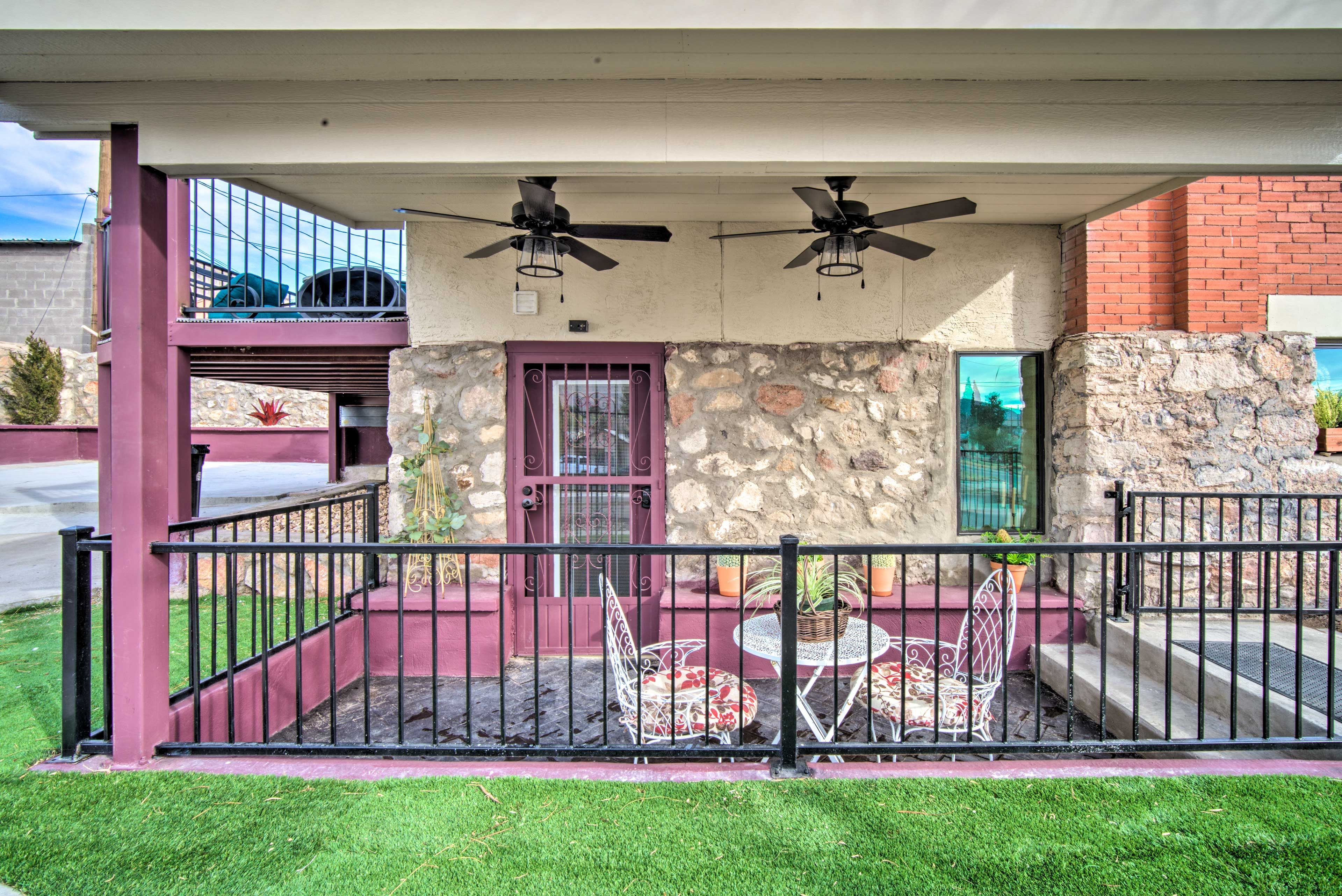 Patio | Entrance of Studio | 2 Steps Required