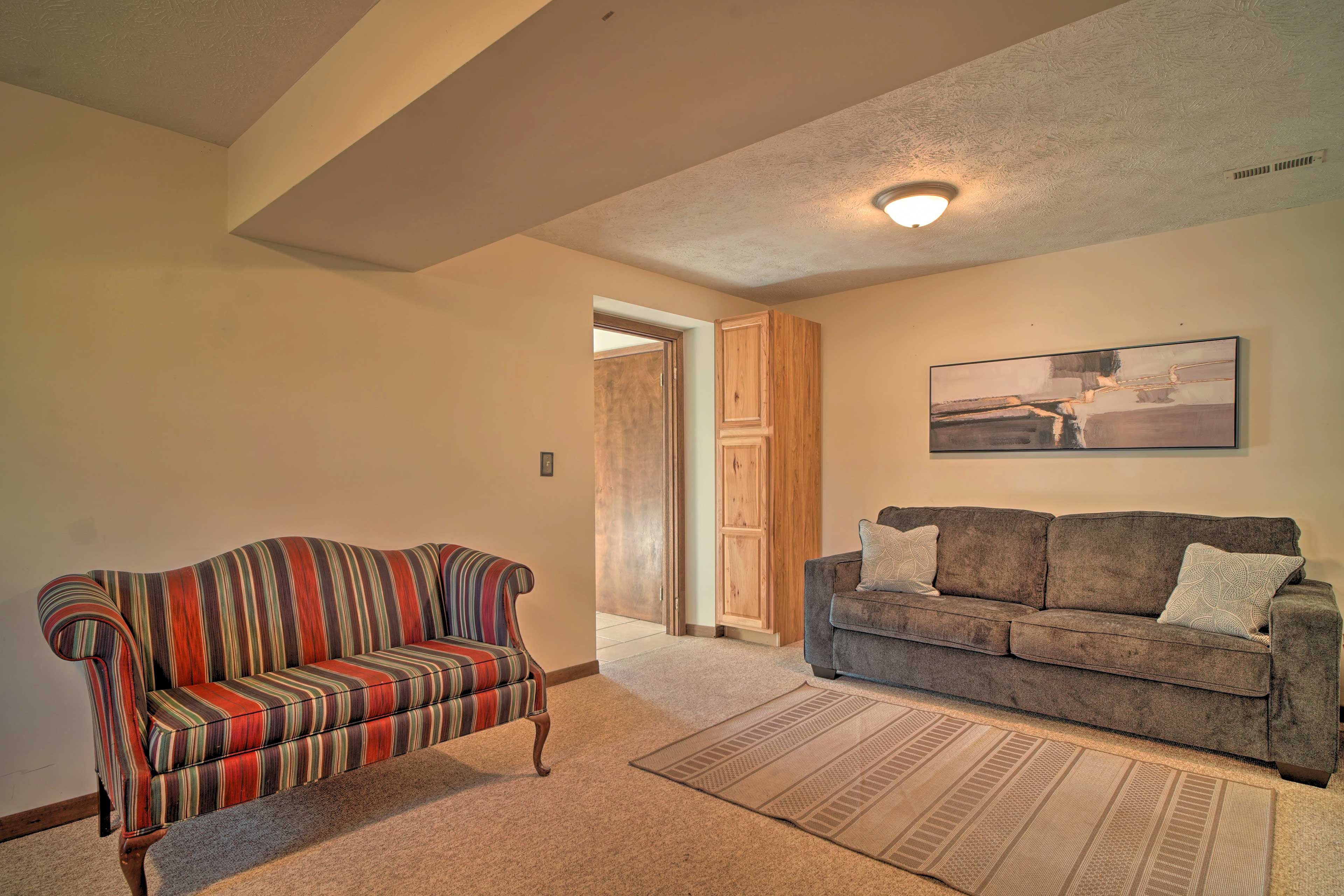 Lower-Level Living Room | 2 Sleeper Sofas