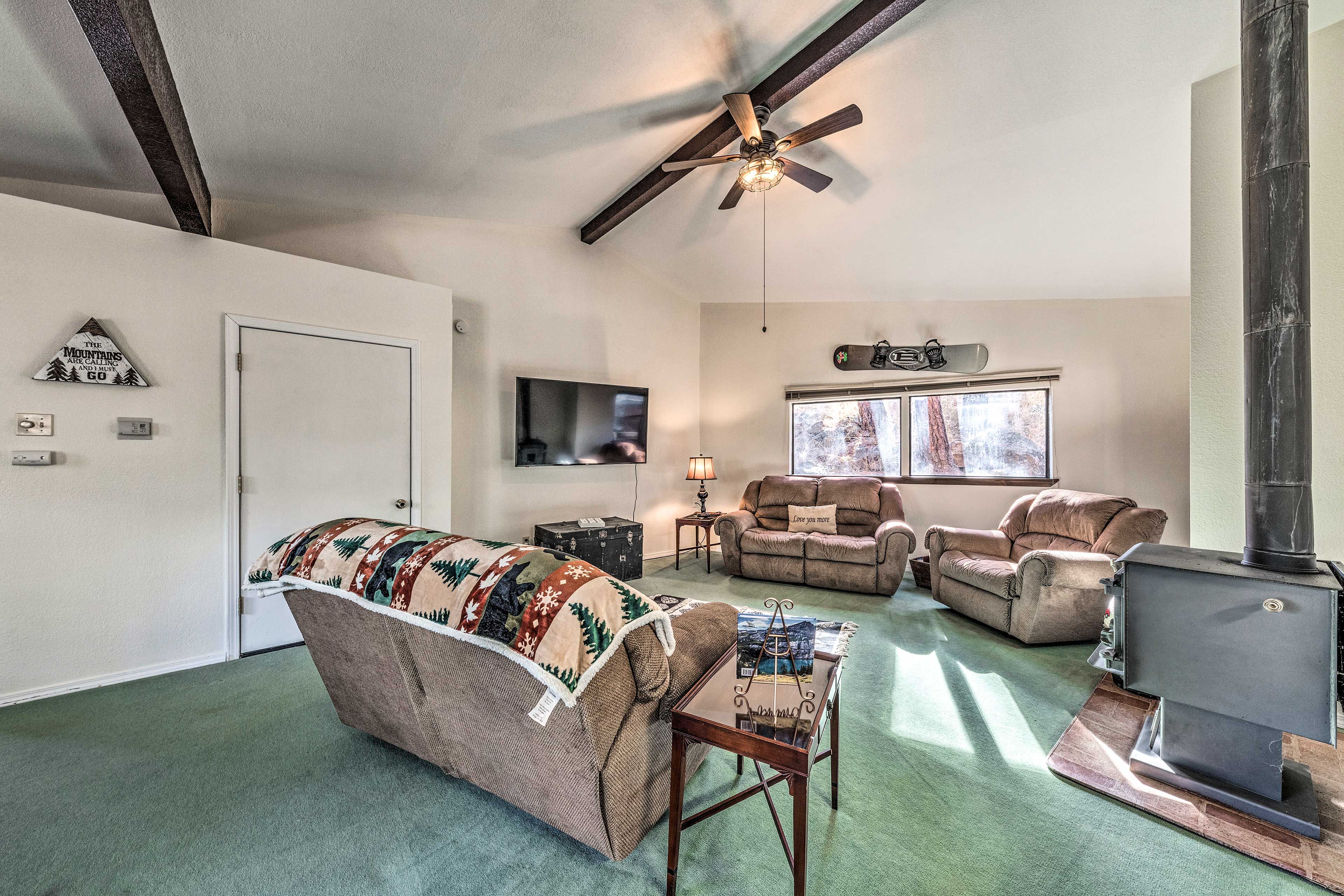 Living Room | Smart TV | Cable | Wood-Burning Stove