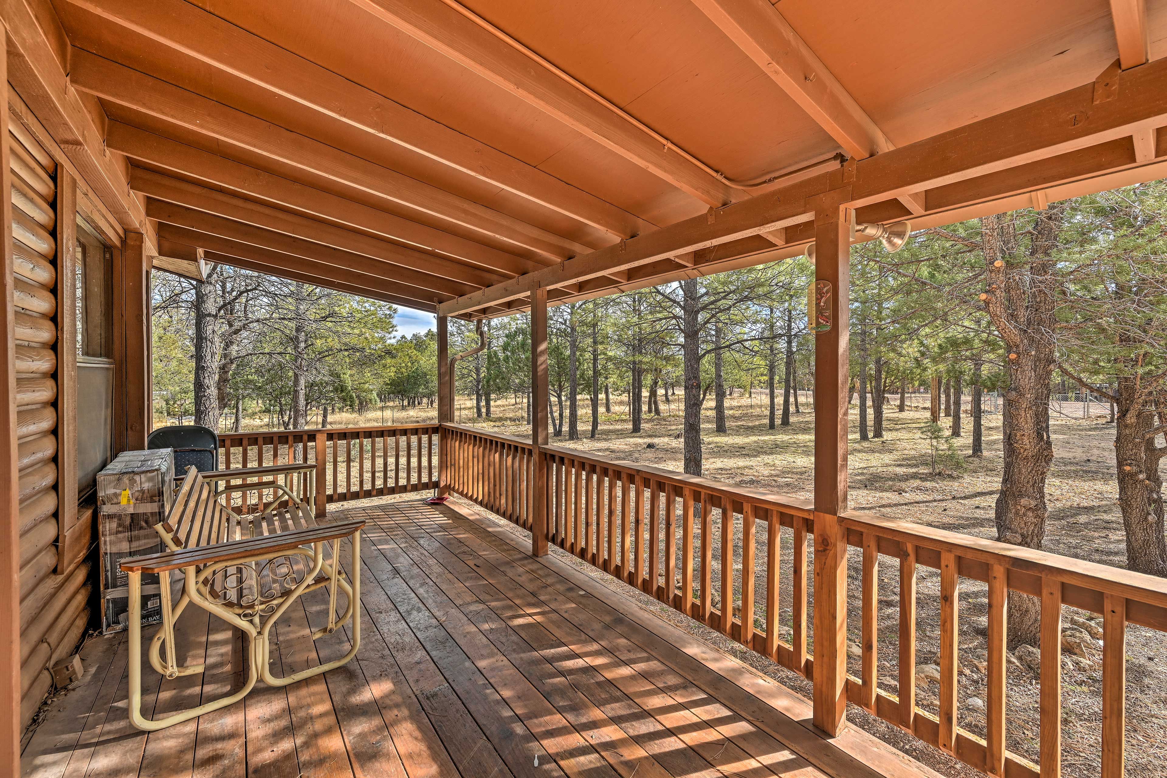 Covered Porch | Wooded Views
