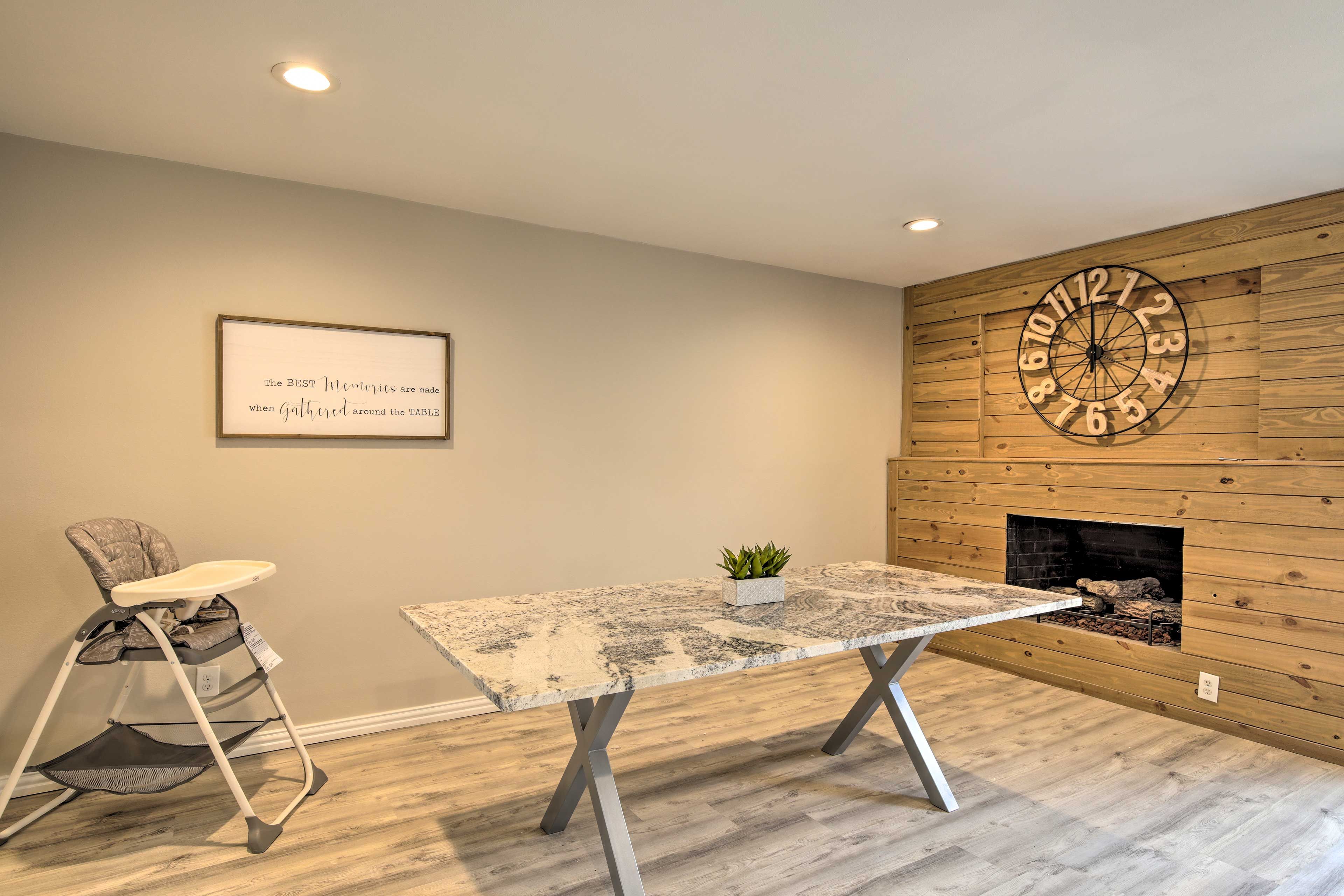 Dining Room | High Chair | Wood-Burning Fireplace