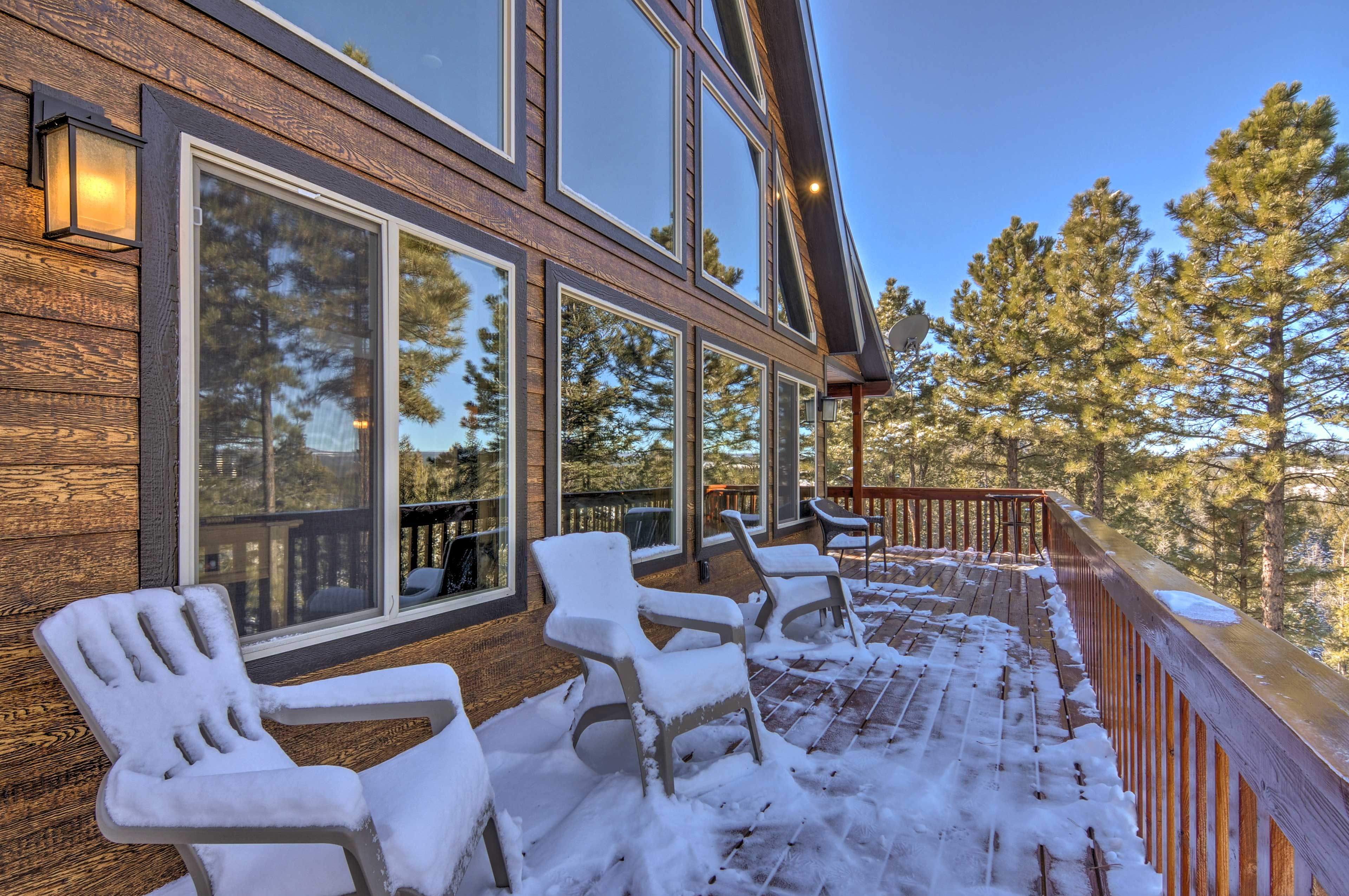 Furnished Deck w/ Forest Views