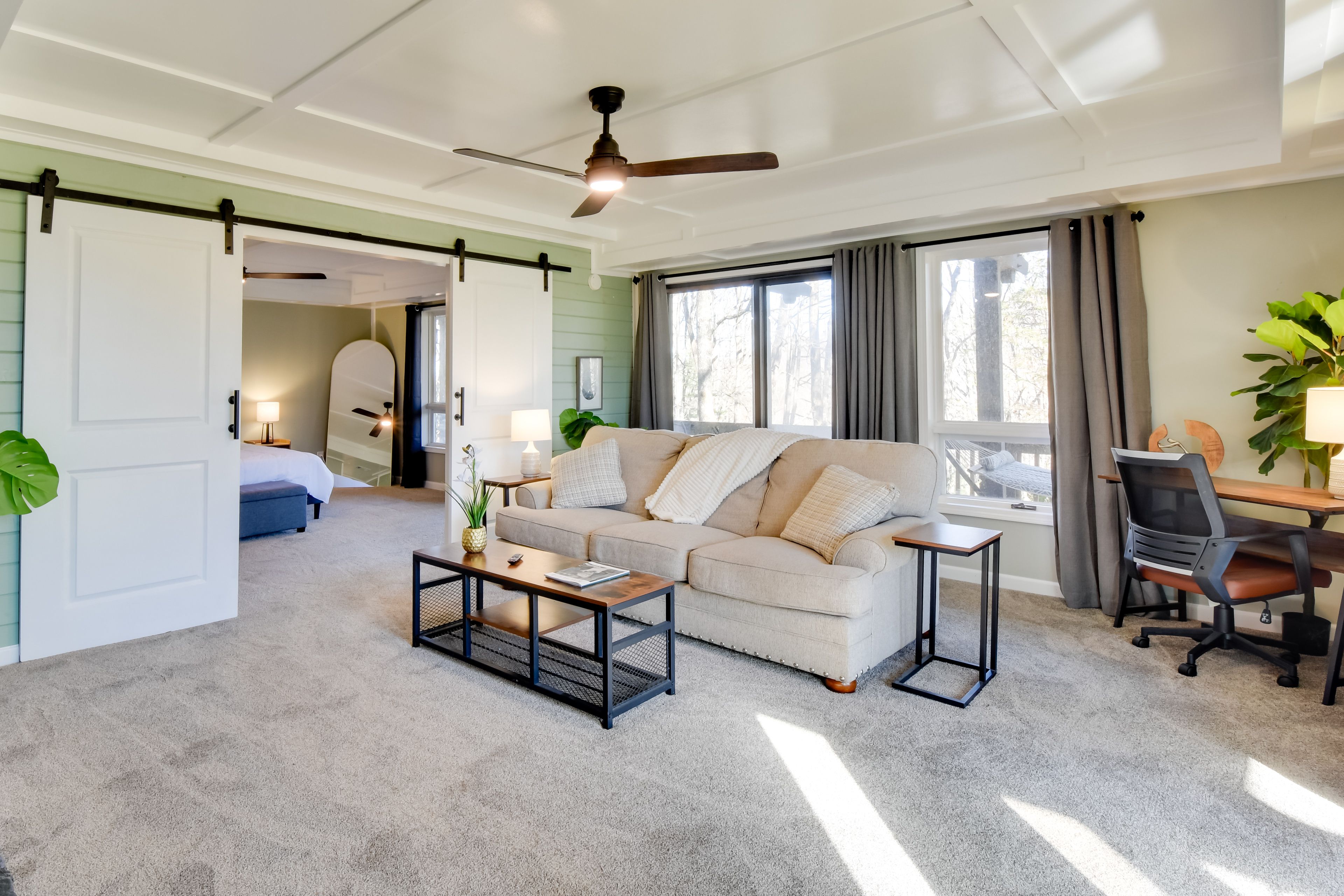 Lounge Area | Lower Level | Desk Workspace | Gas Fireplace | Smart TV
