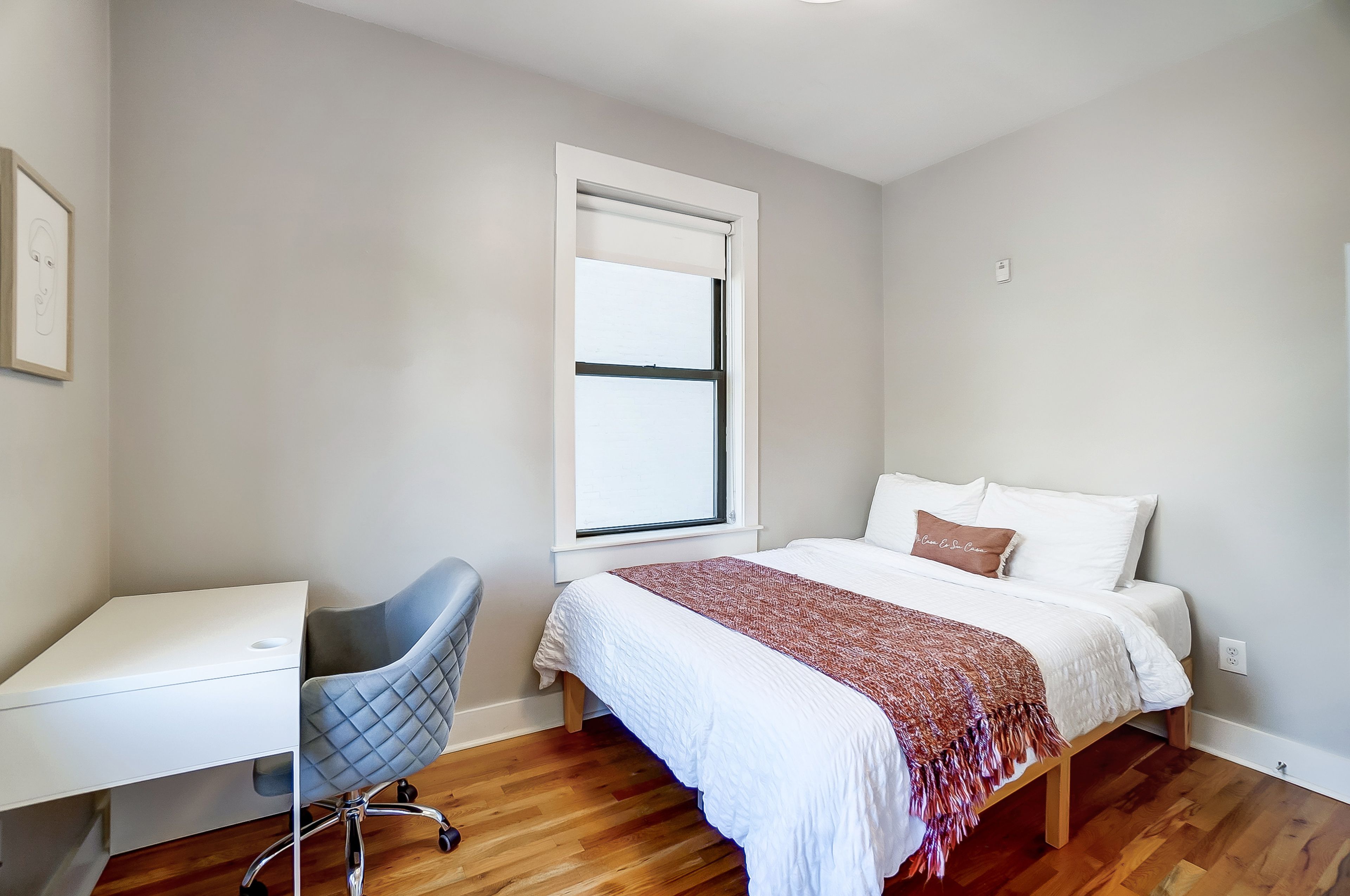 Bedroom 1 | Queen Bed | Work-Friendly Desk | Linens Provided
