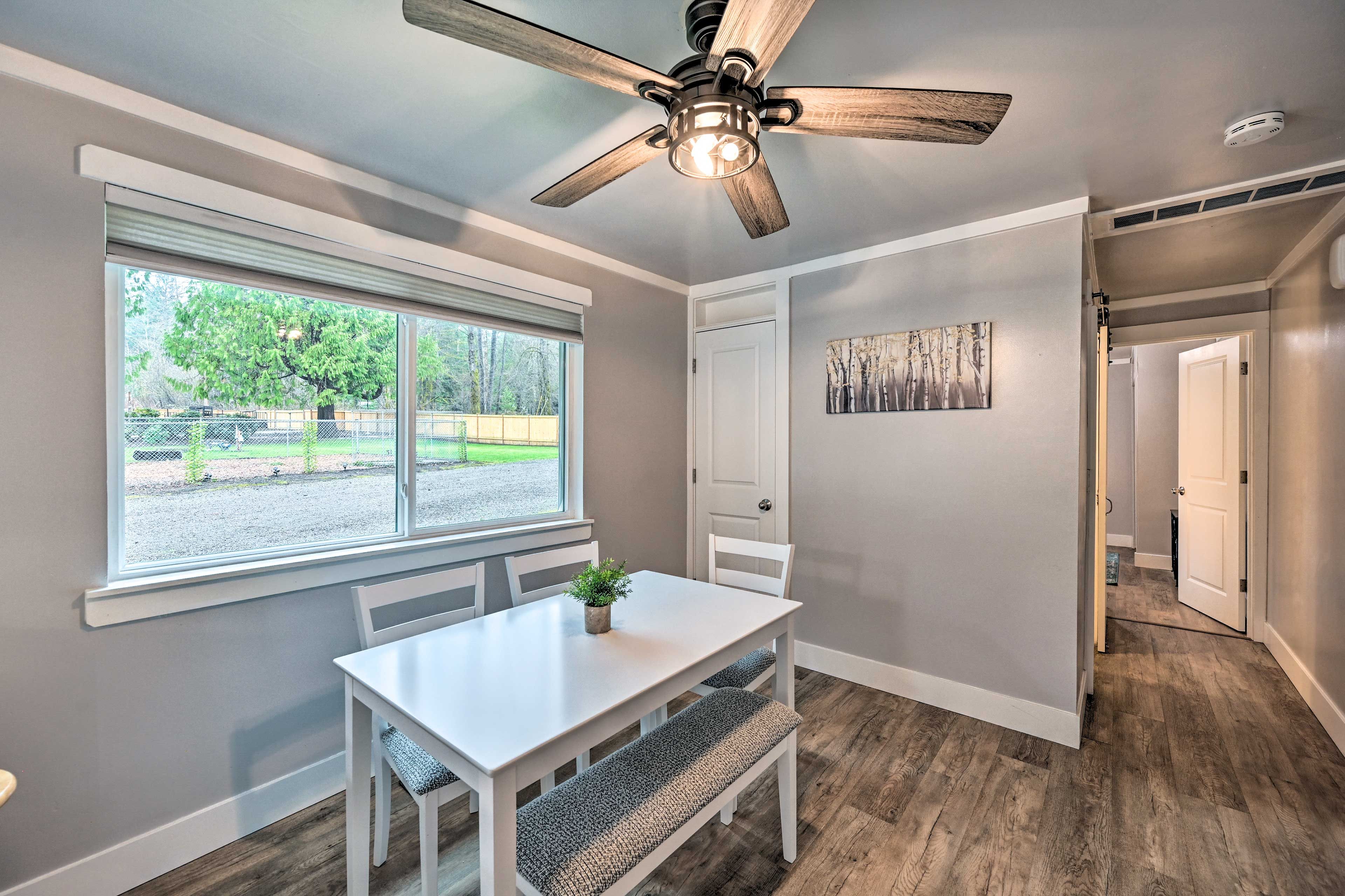 Dining Area | Central Heat | Window A/C Unit