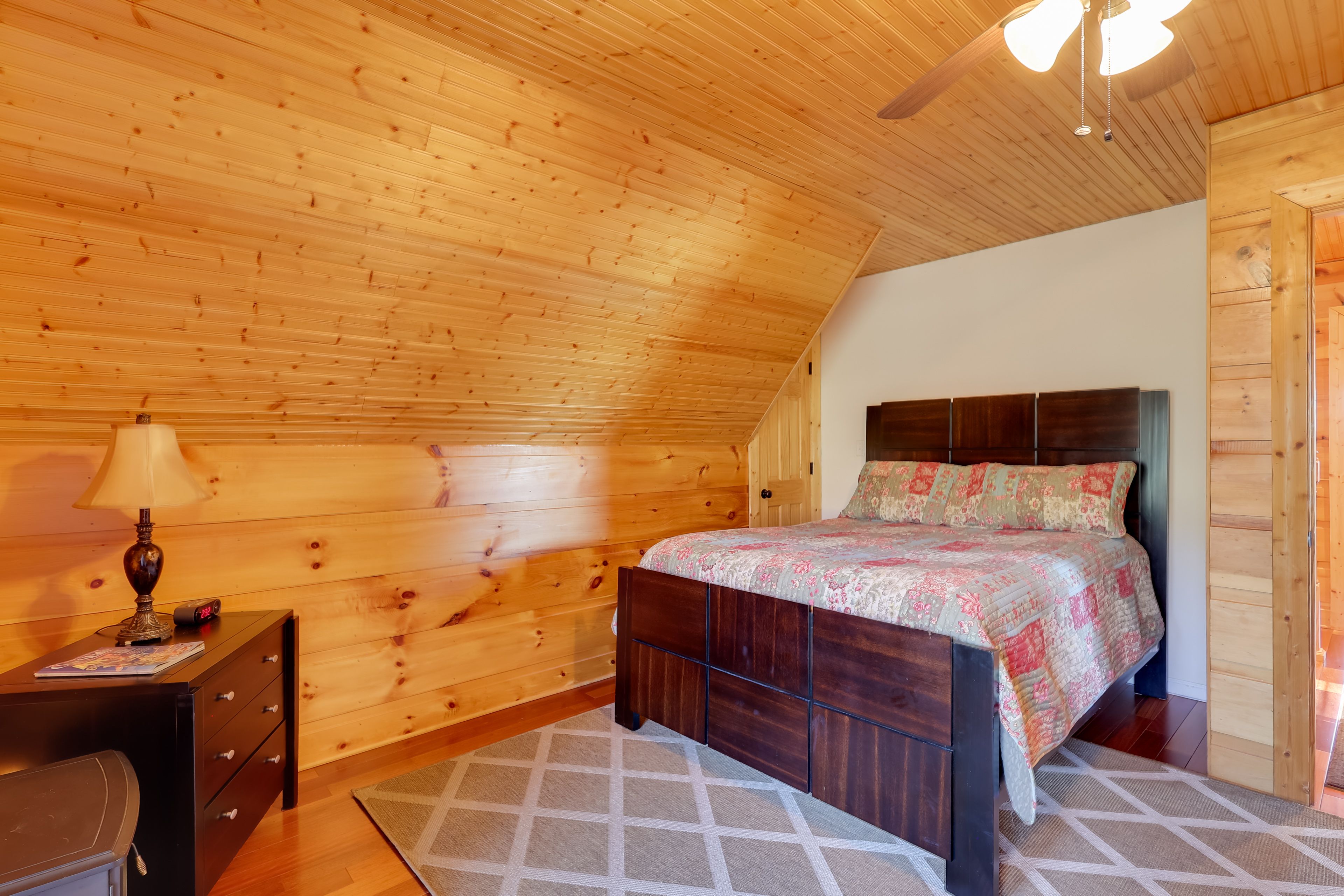 Bedroom 2 | Upper Level | Queen Bed | Electric Fireplace