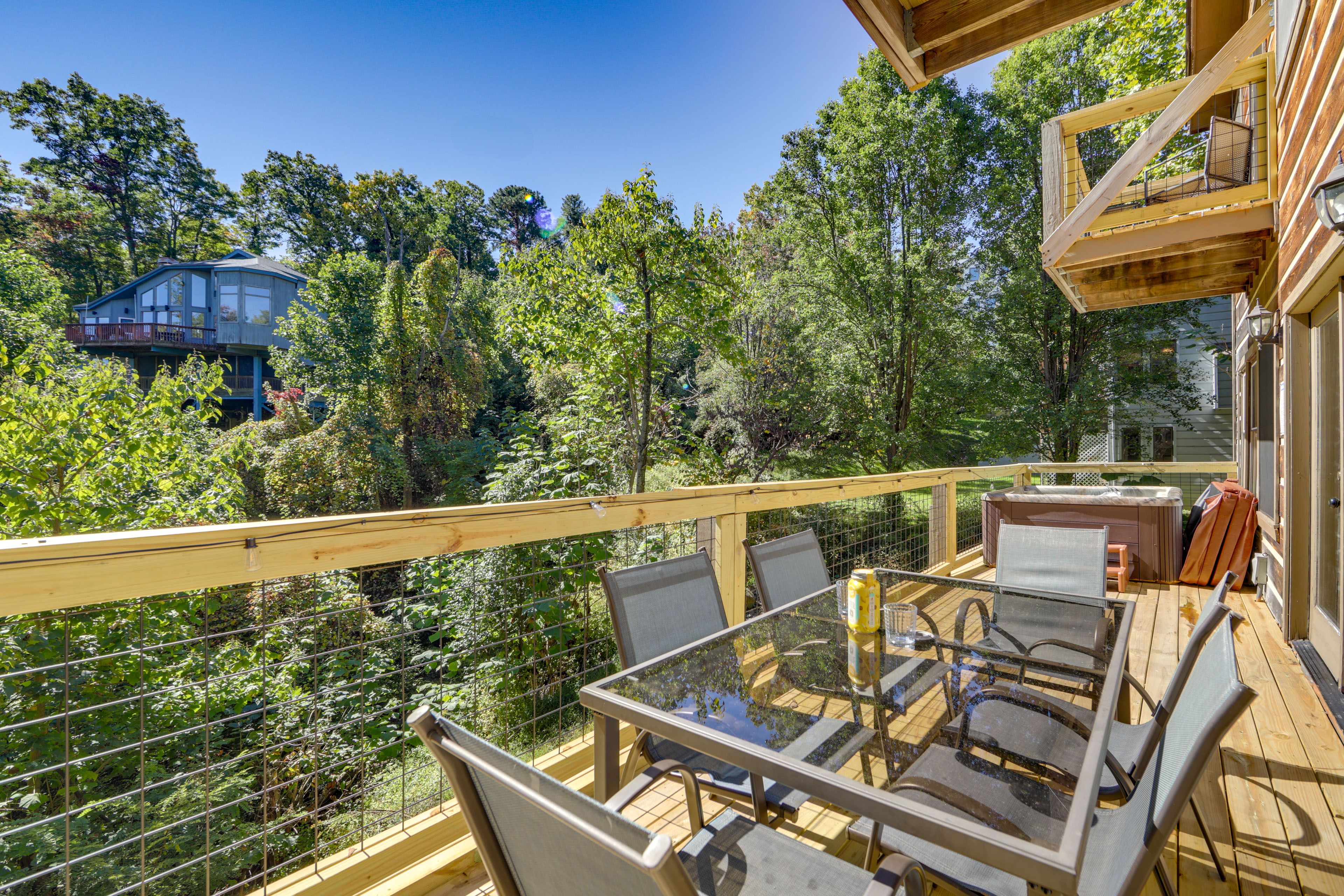 Upper Deck | Outdoor Dining Area | Hot Tub | Mountain Views