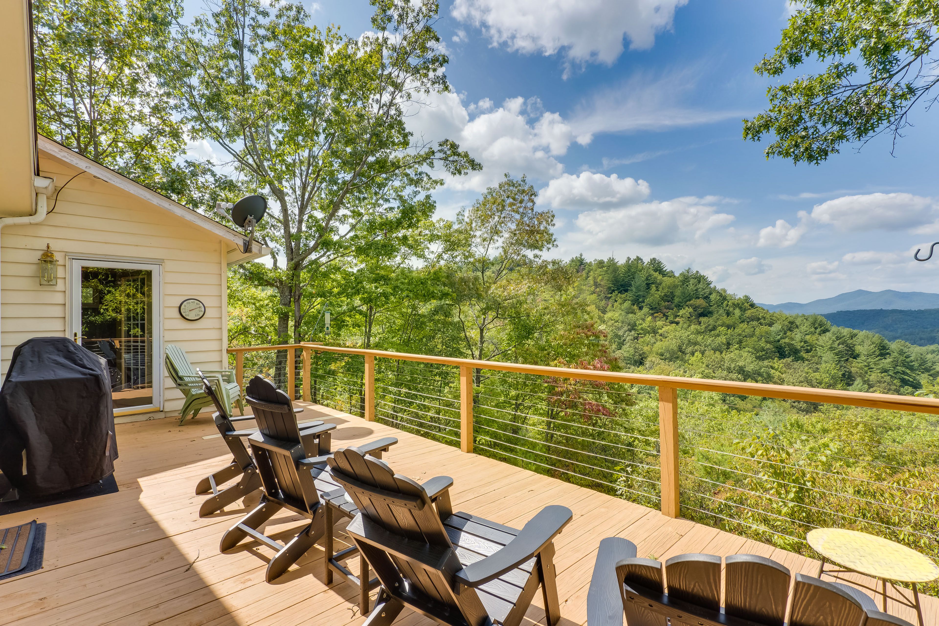 Deck | 5-Acre Property | Scenic Views | Secluded Location