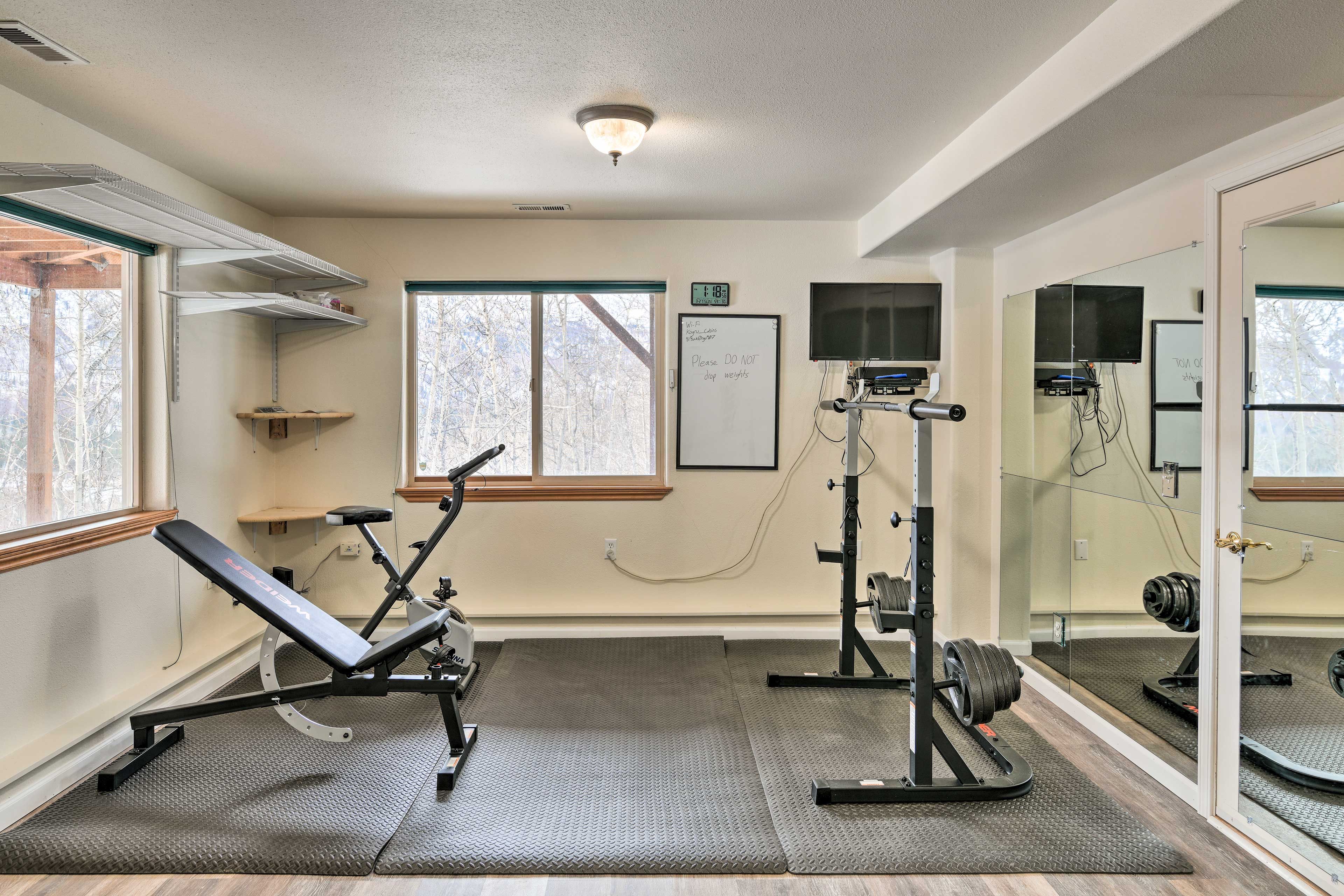Gym | Basement | Stationary Bike | Weight Rack