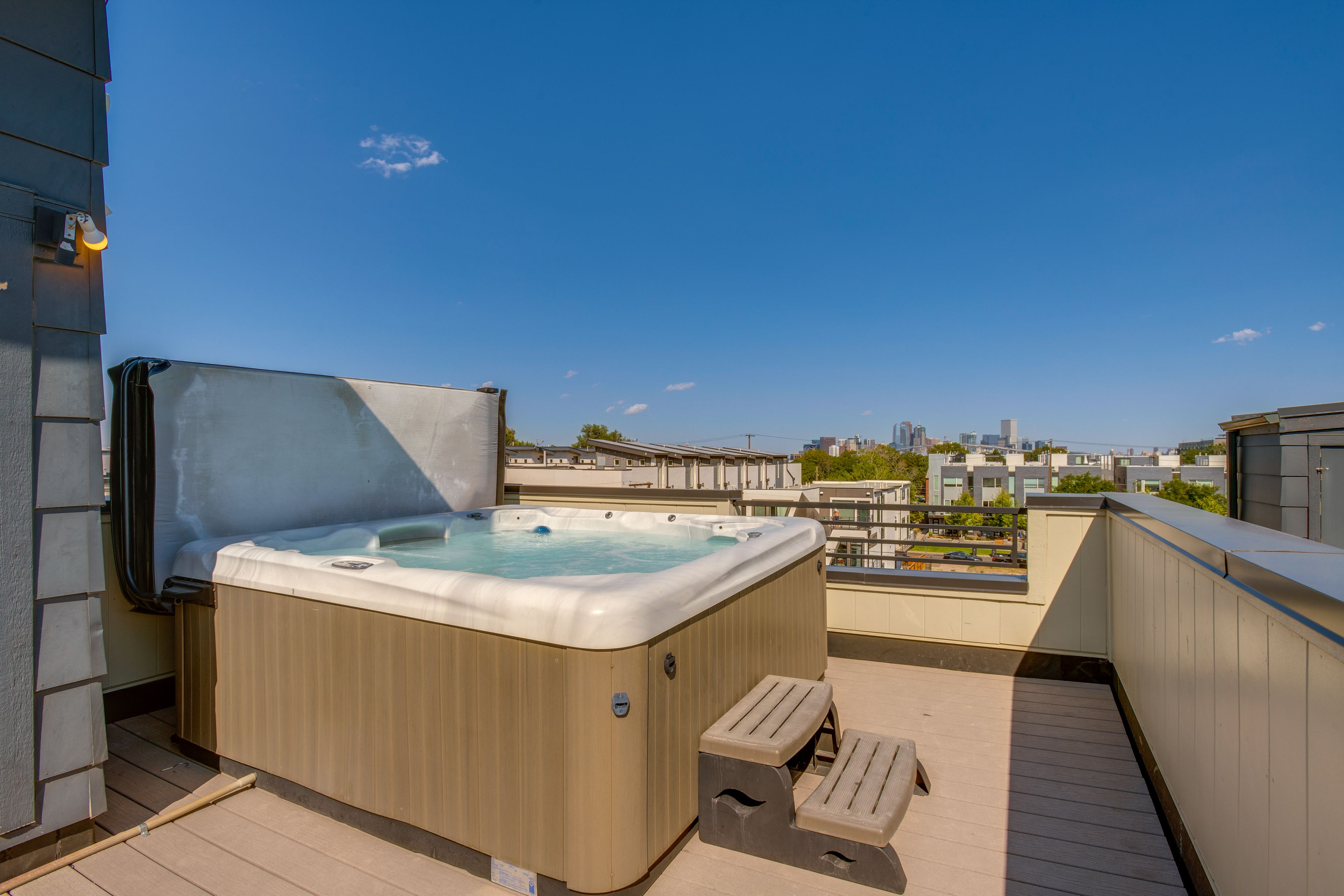 Rooftop Deck | Private Hot Tub | City & Mountain Views