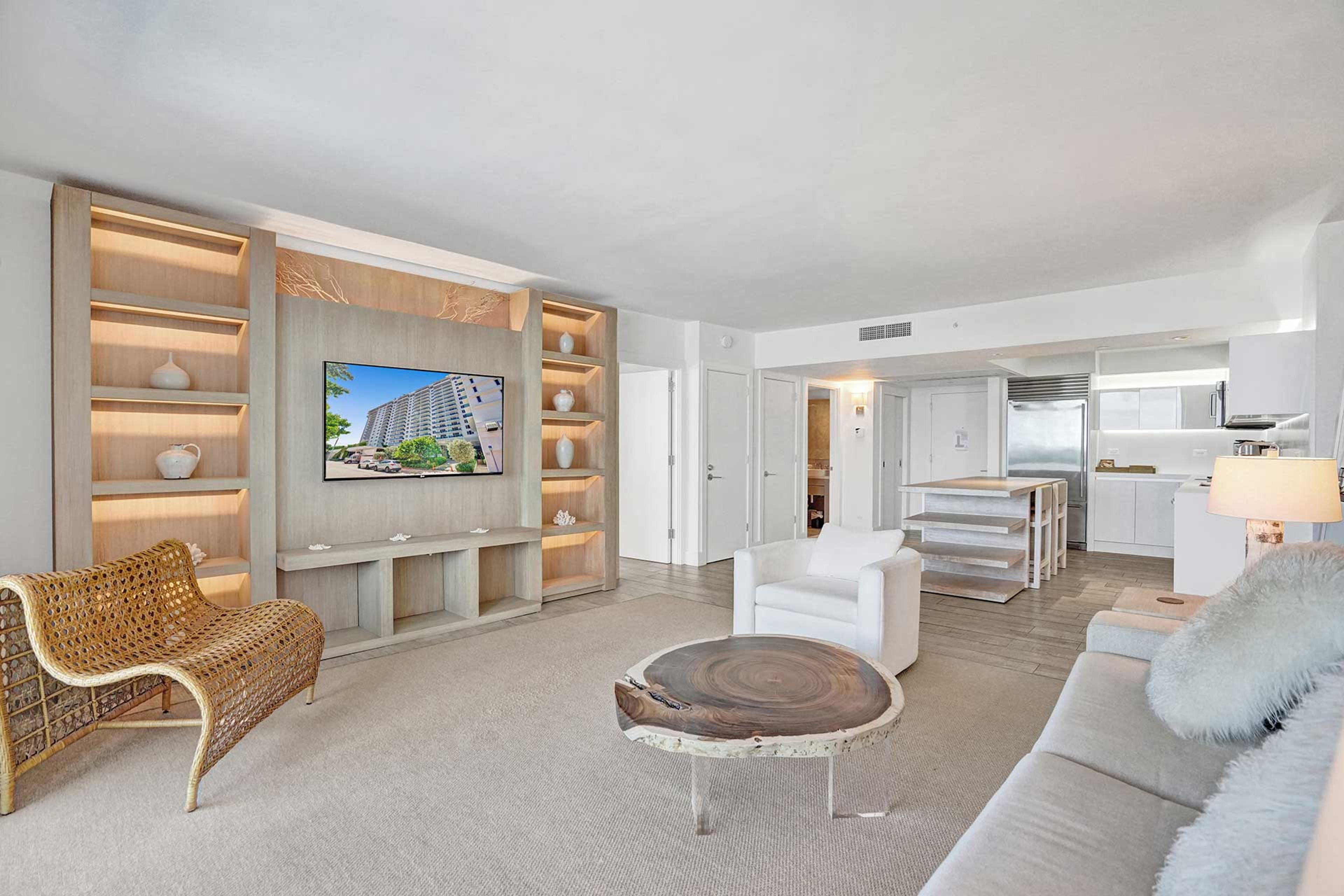 Living Room | Single-Story Unit | Free High-Speed WiFi | Private Balcony Access