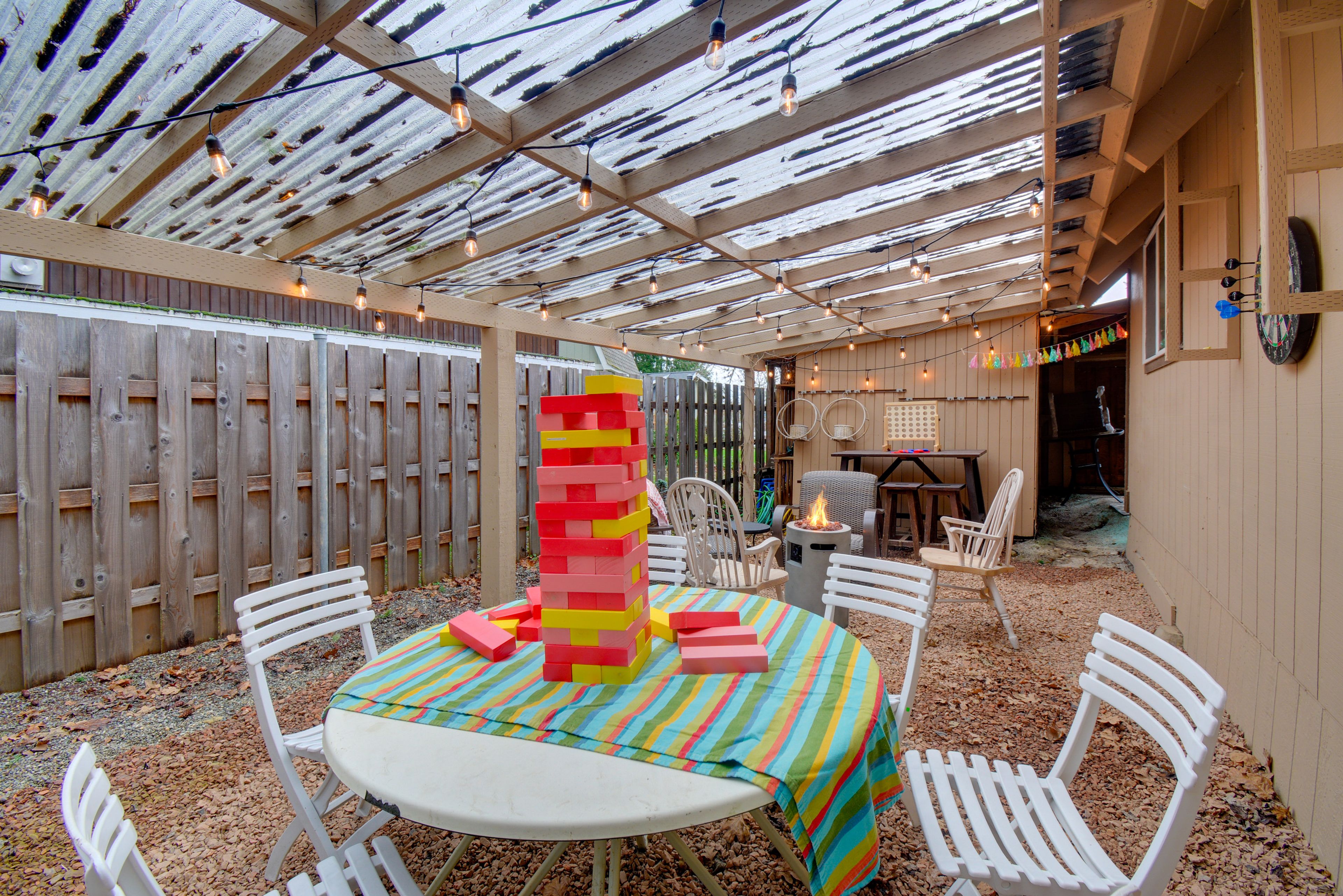 Covered Outdoor Space | Gas Fire Pit | Games