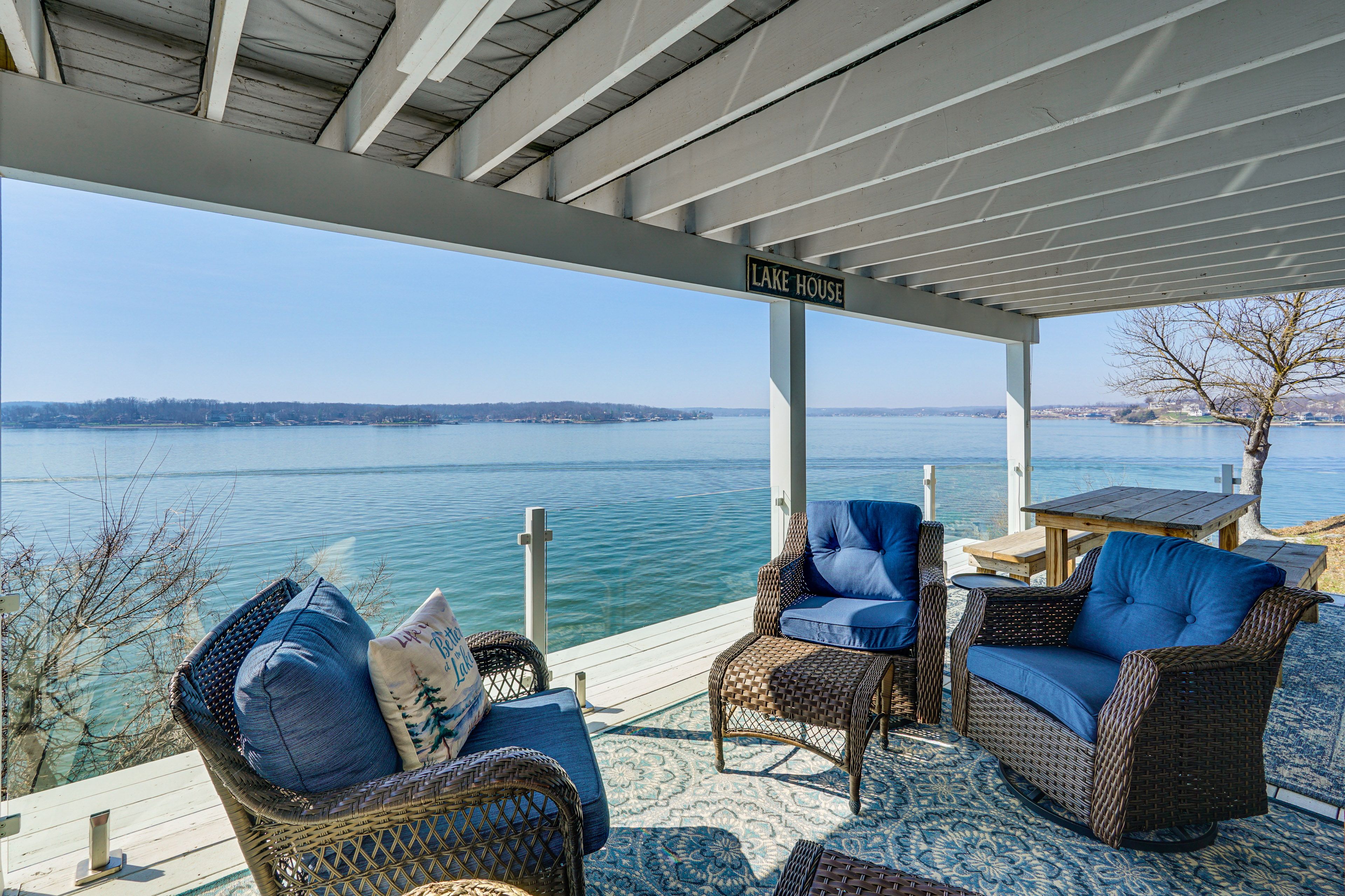 Sun Porch | Outdoor Seating & Dining | Lake Views