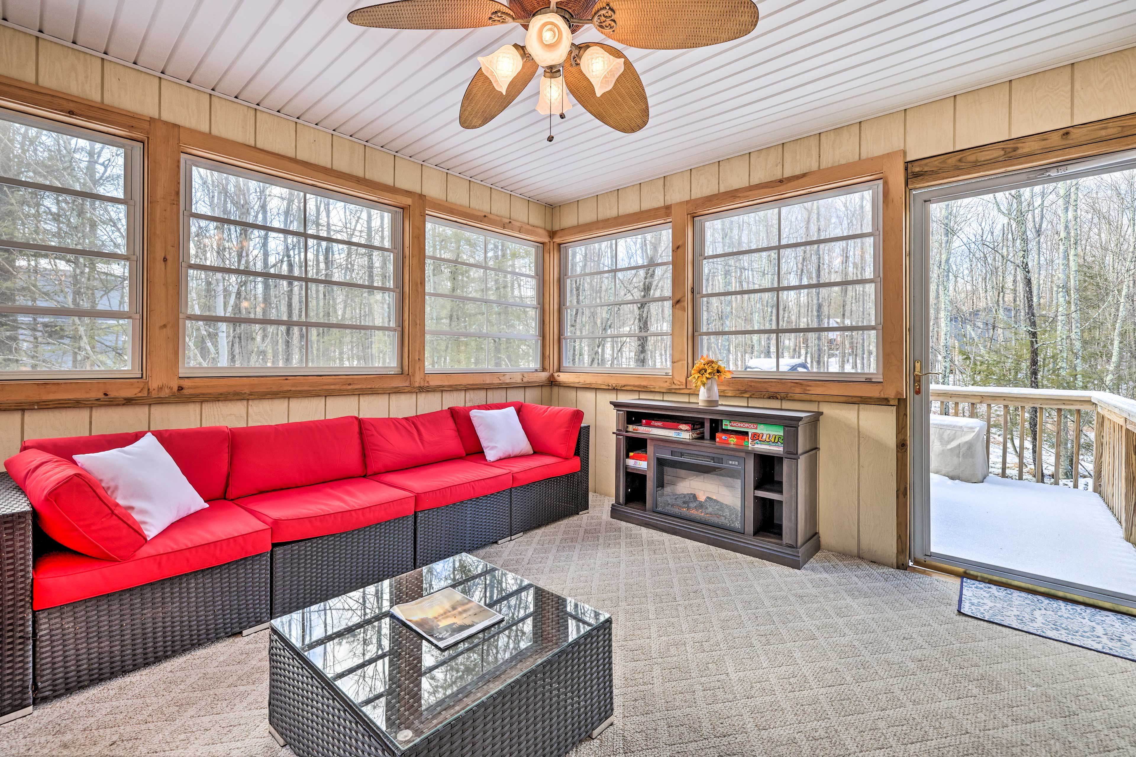 Sunroom | Board Games | Electric Fireplace