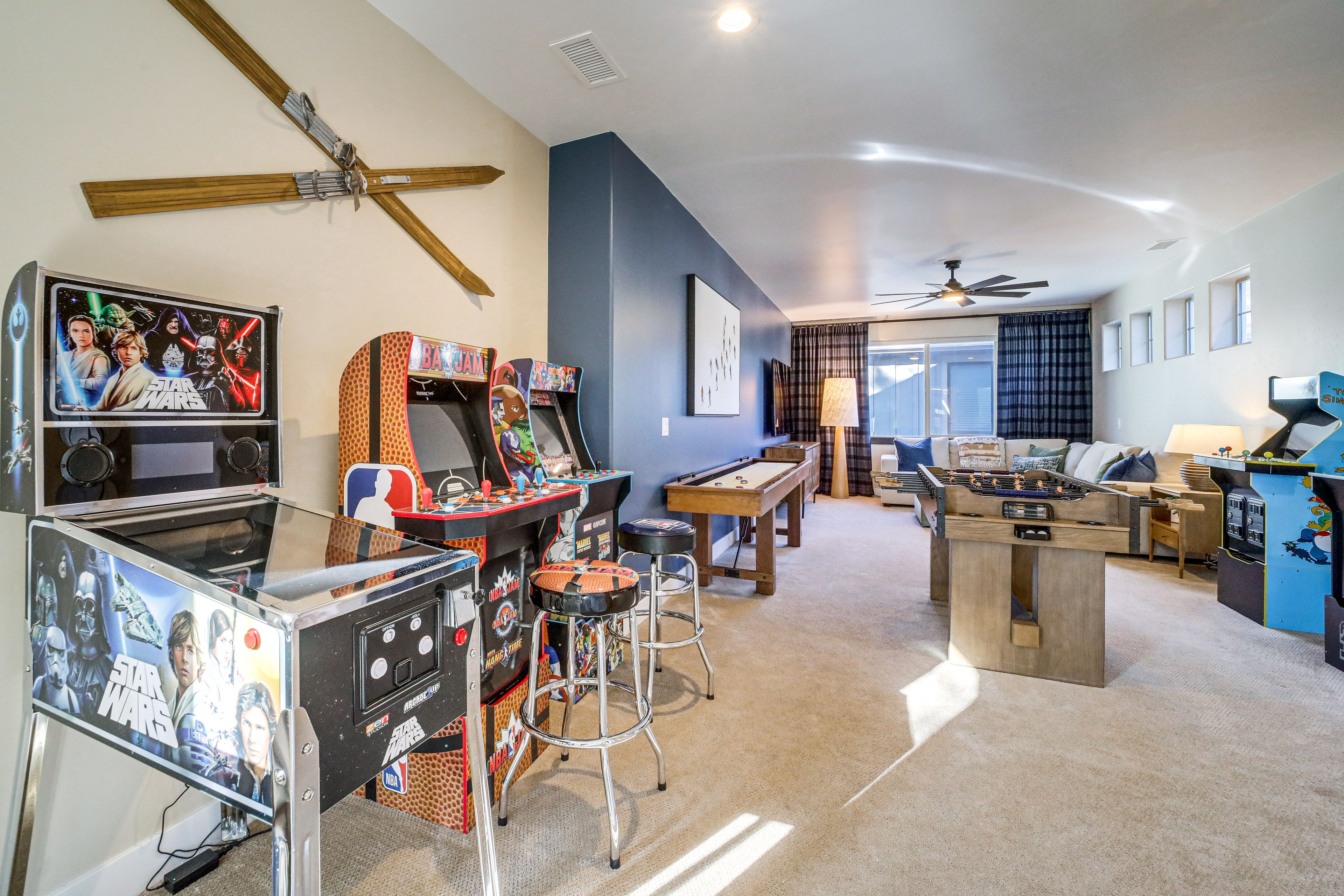 Game Room | Foosball Table | Star Wars Pinball Machine | 2 Arcade Cabinets