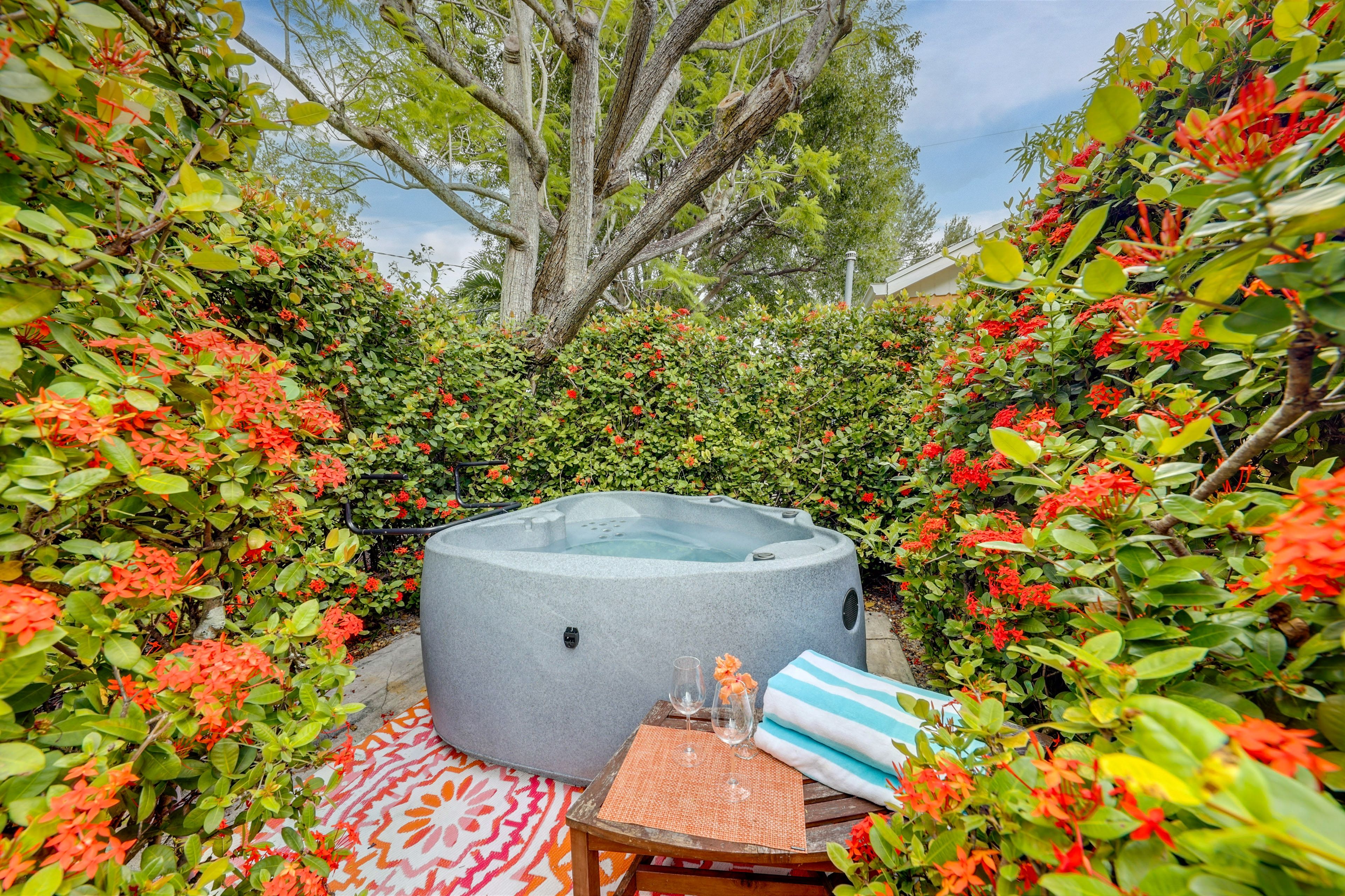 Patio | Private Hot Tub