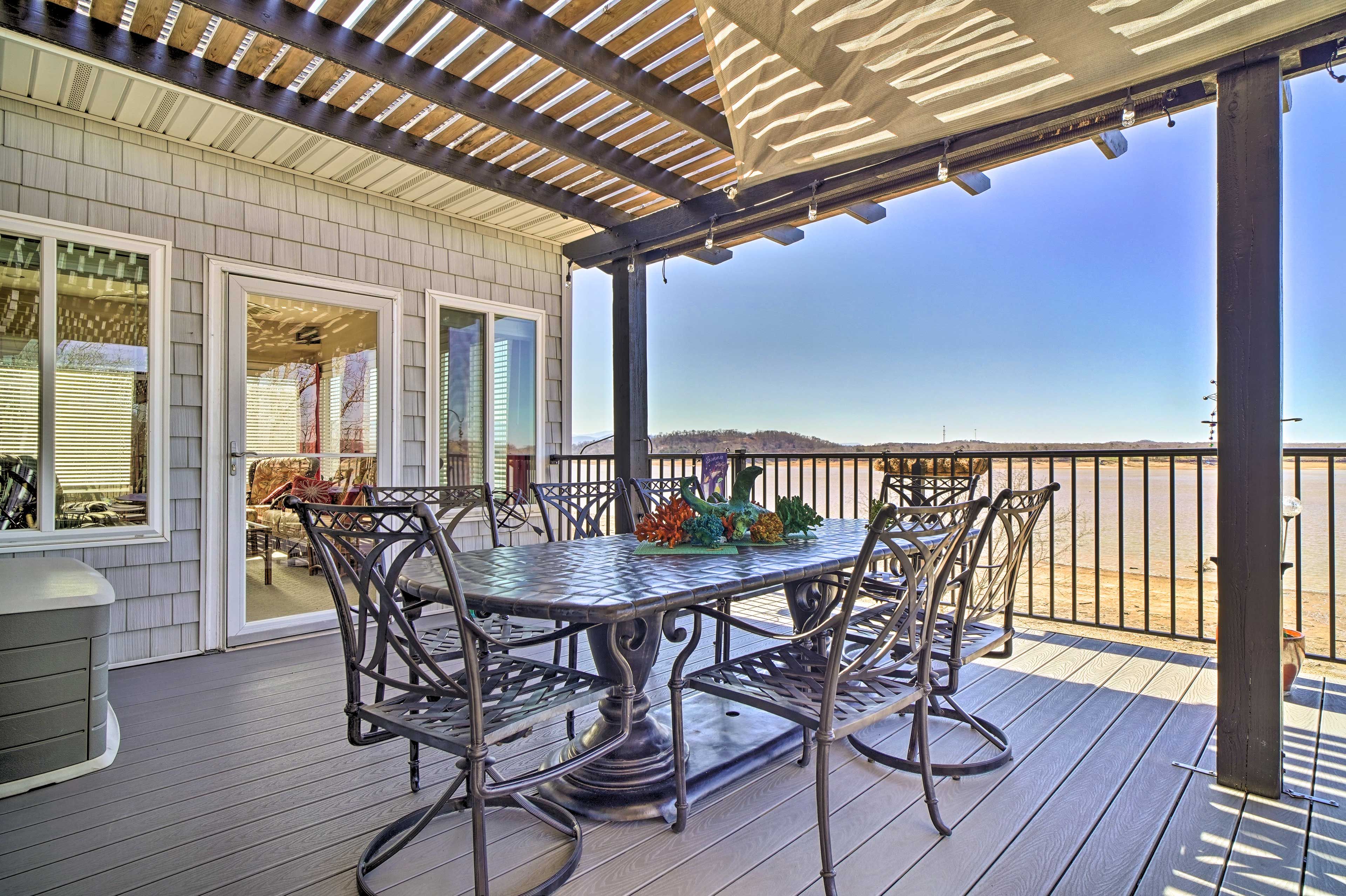 Private Deck | Outdoor Dining Area | Lake Views