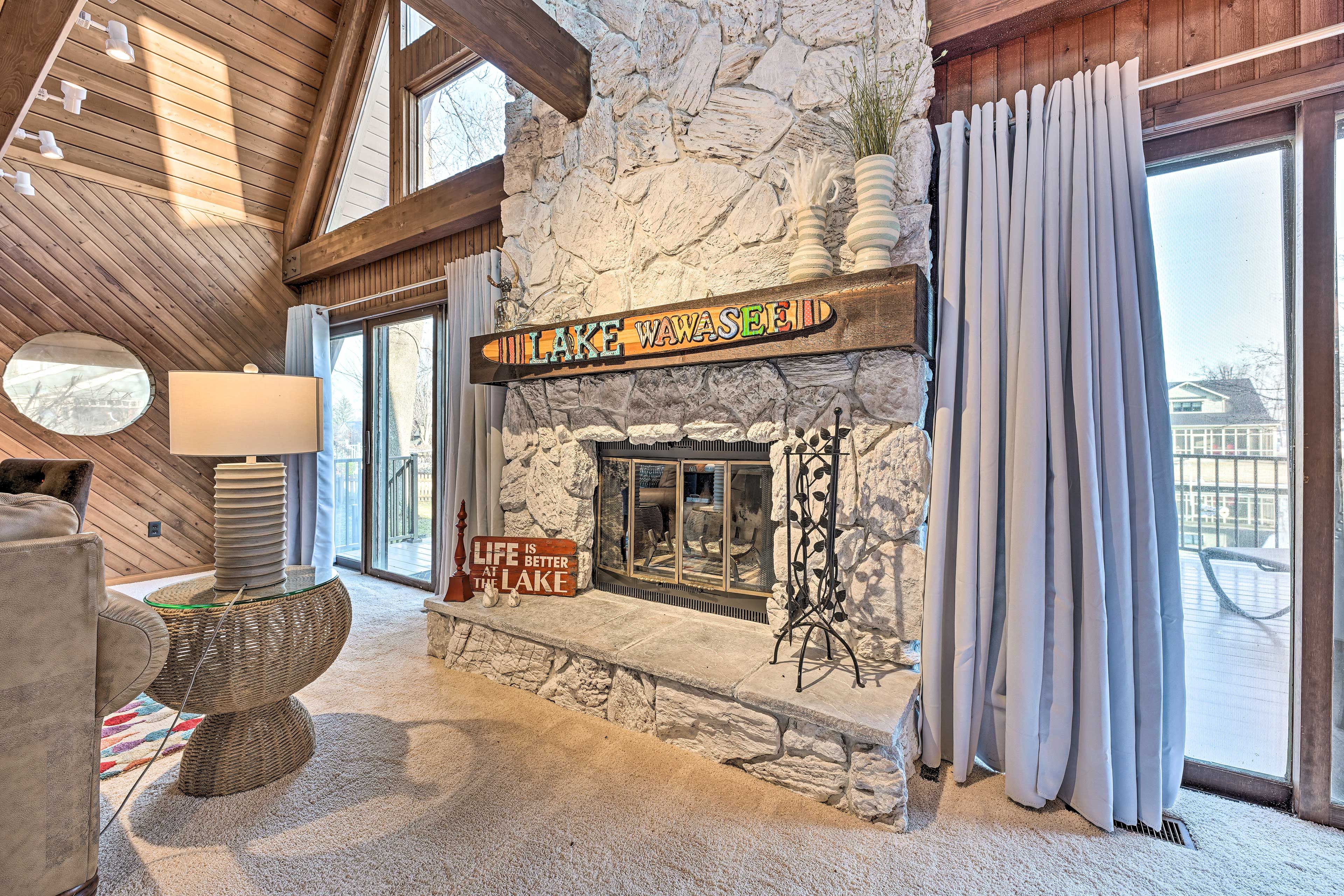 Living Room | Wood-Burning Fireplace