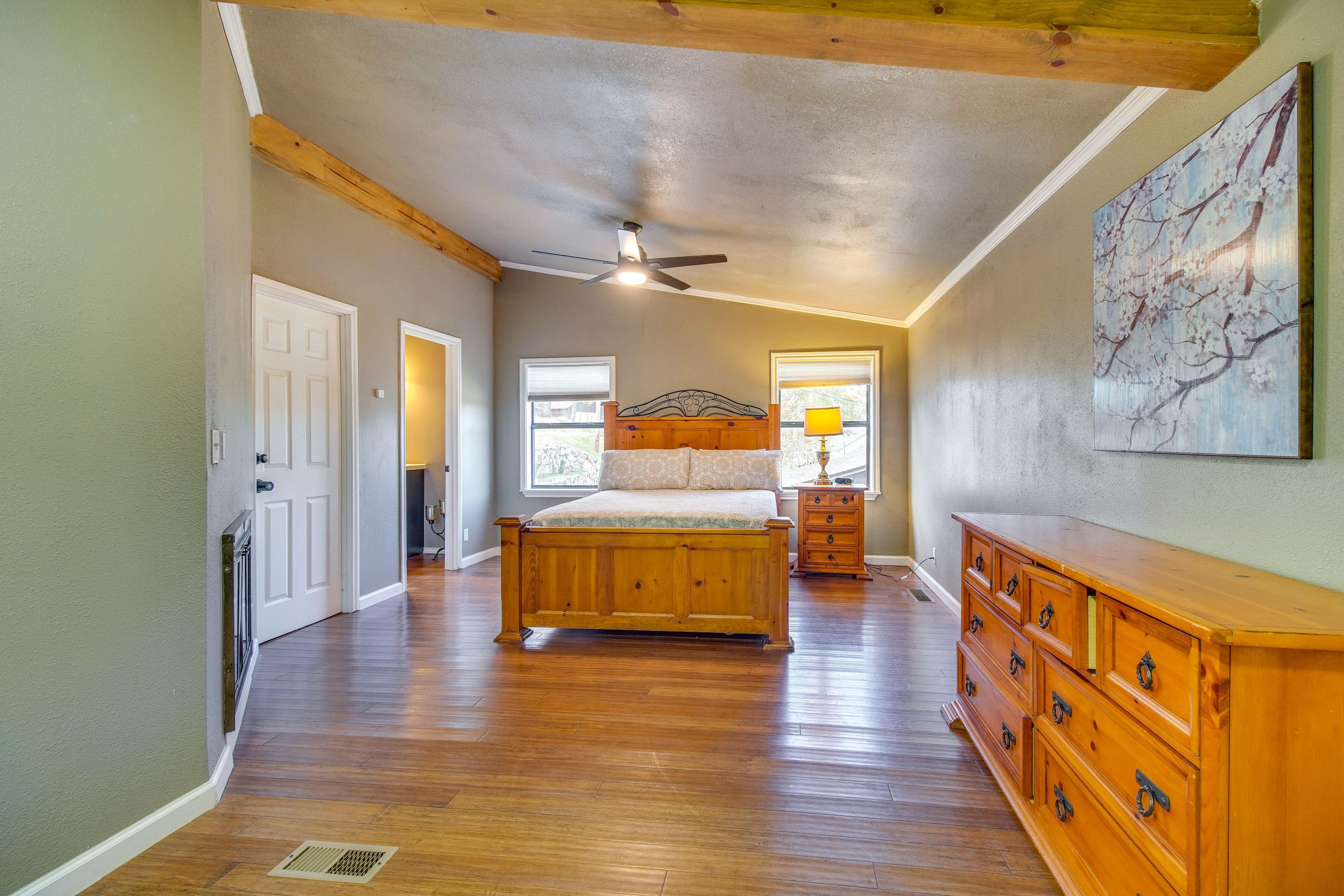 Bedroom 2 | Main Level | Queen Bed | Crib | Decorative Fireplace