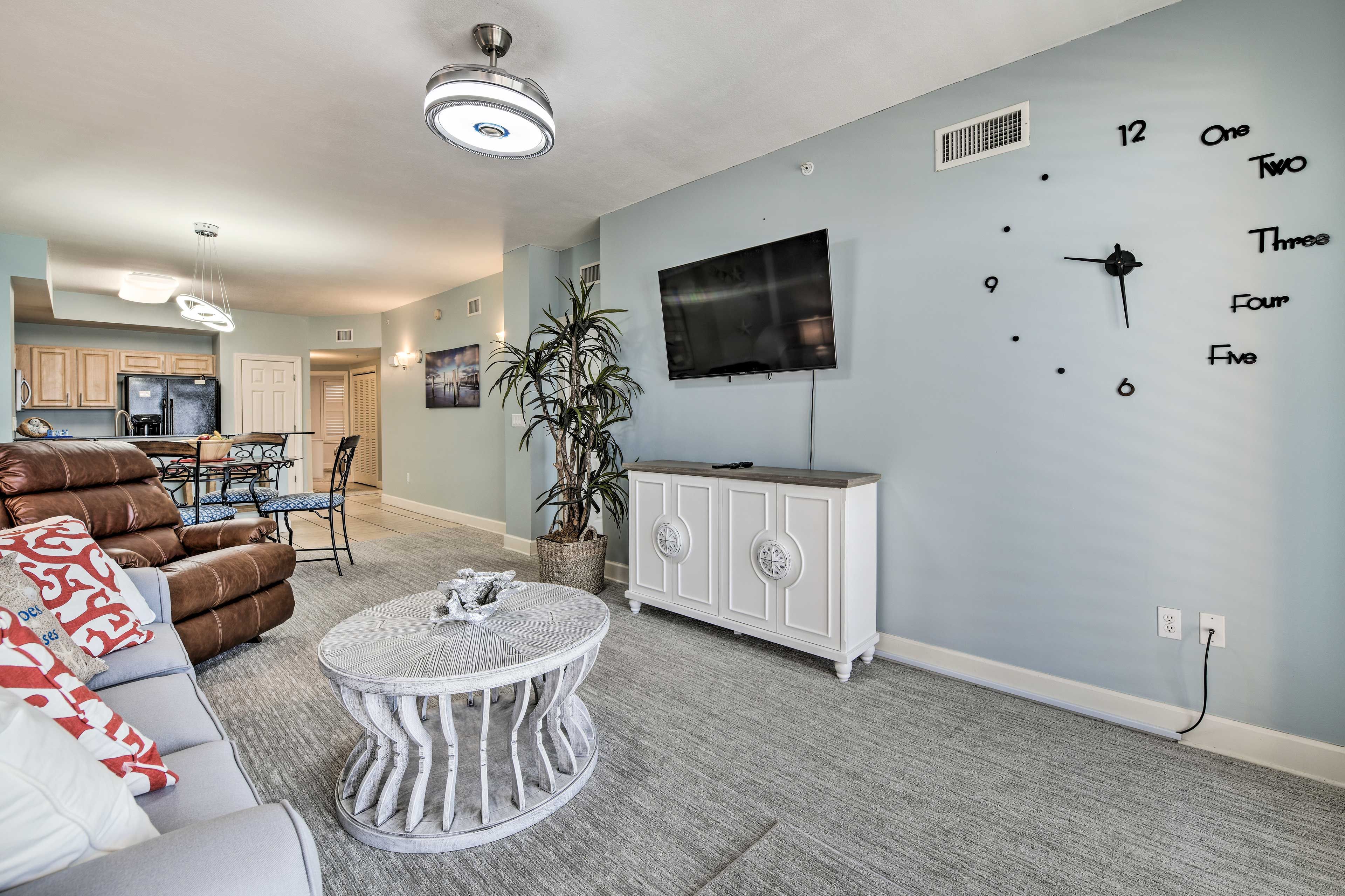 Living Room | Smart TV w/ Cable | Access to Balcony